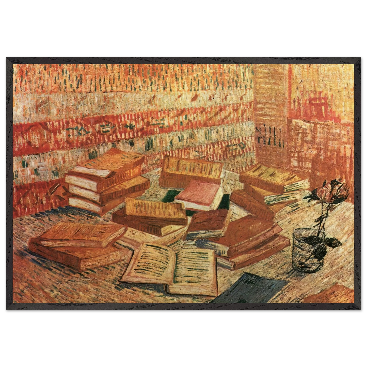 Still Life - French Novels and Rose - Vincent van Gogh Framed Art Print – Black Wooden Frame - Default Title - -Framed Art Print