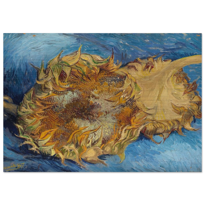Still Life with Two Sunflowers - Vincent van Gogh Brushed Aluminum Print - 70x100 cm / 28x40 inches | Vincent van Gogh Aluminum Print | Vincent van Gogh Prints