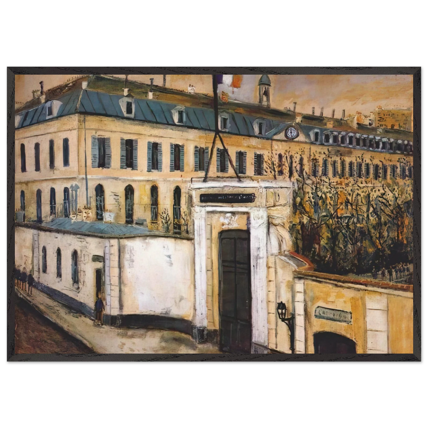 MILITARY HOSPITAL - Maurice Utrillo 70x100 cm / 28x40 inches Framed Art Print – Black Wooden Frame