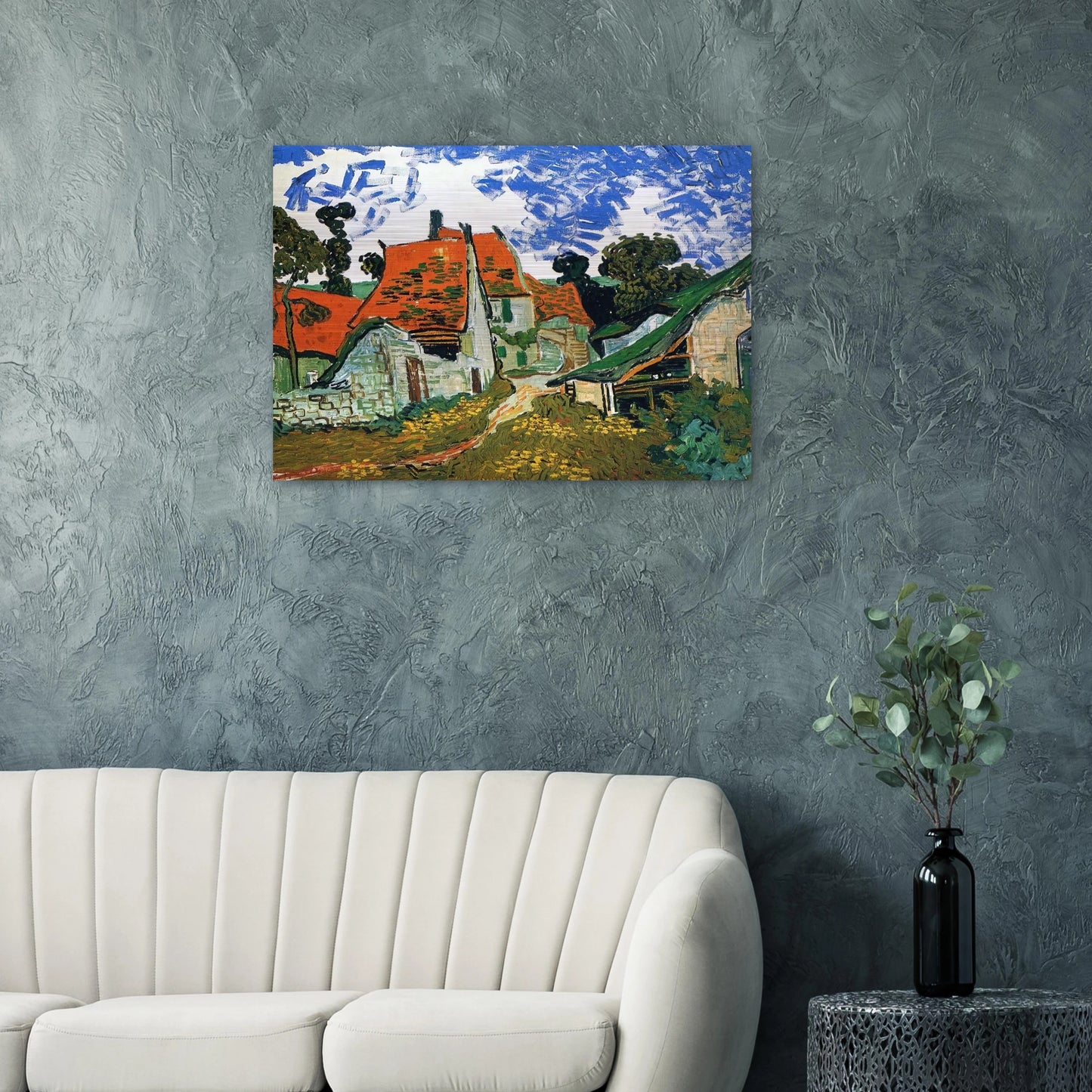 Street in Auvers-sur-Oise - Vincent van Gogh Brushed Aluminum Print - 70x100 cm / 28x40 inches | Vincent van Gogh Aluminum Print | Vincent van Gogh Prints