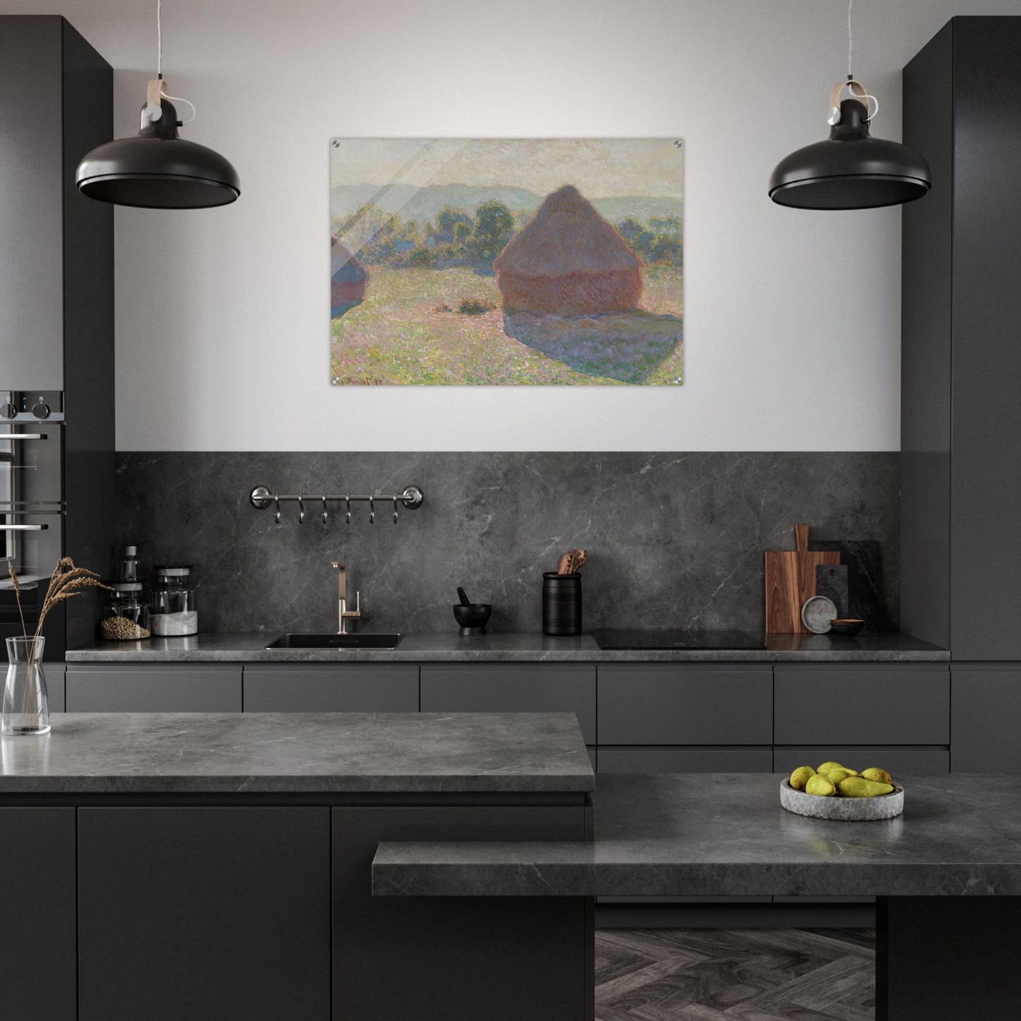 Haystacks, midday - claude monet Acrylic Print - 70x100 cm / 28x40″ inches