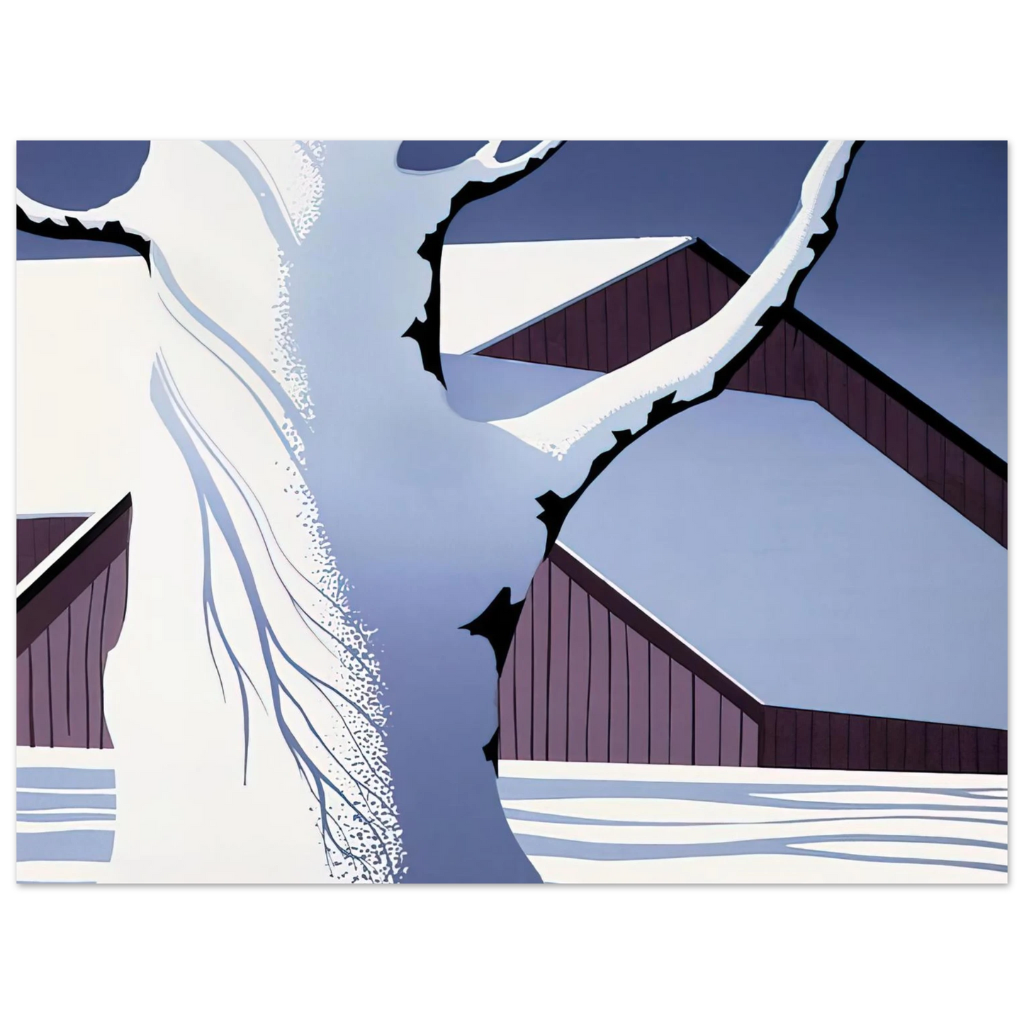 Eyvind Earle - Red Barn and Tree Trunk Fine Art Poster - Default Title