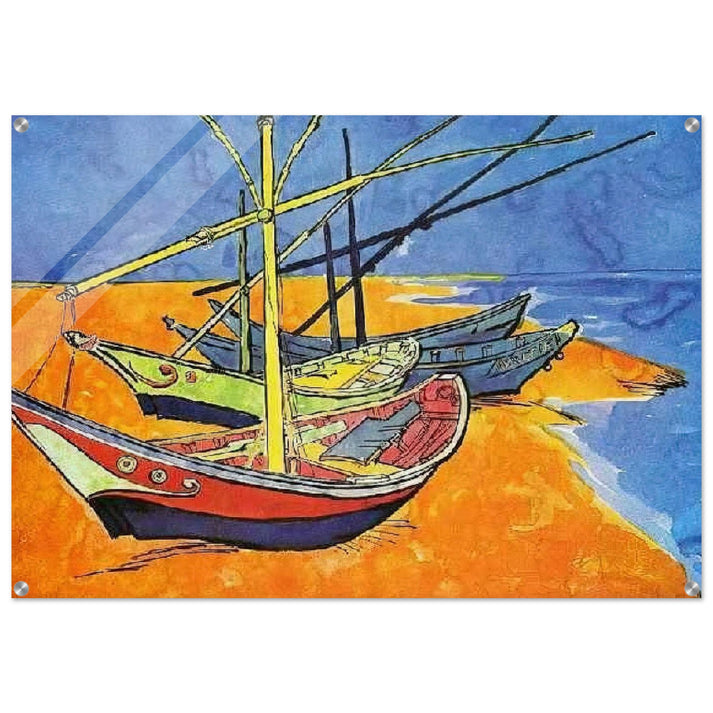 Fishing Boats on the Beach at Saintes-Maries-de-la-Mer - Vincent van Gogh Acrylic Print - 70x100 cm / 28x40″ inches