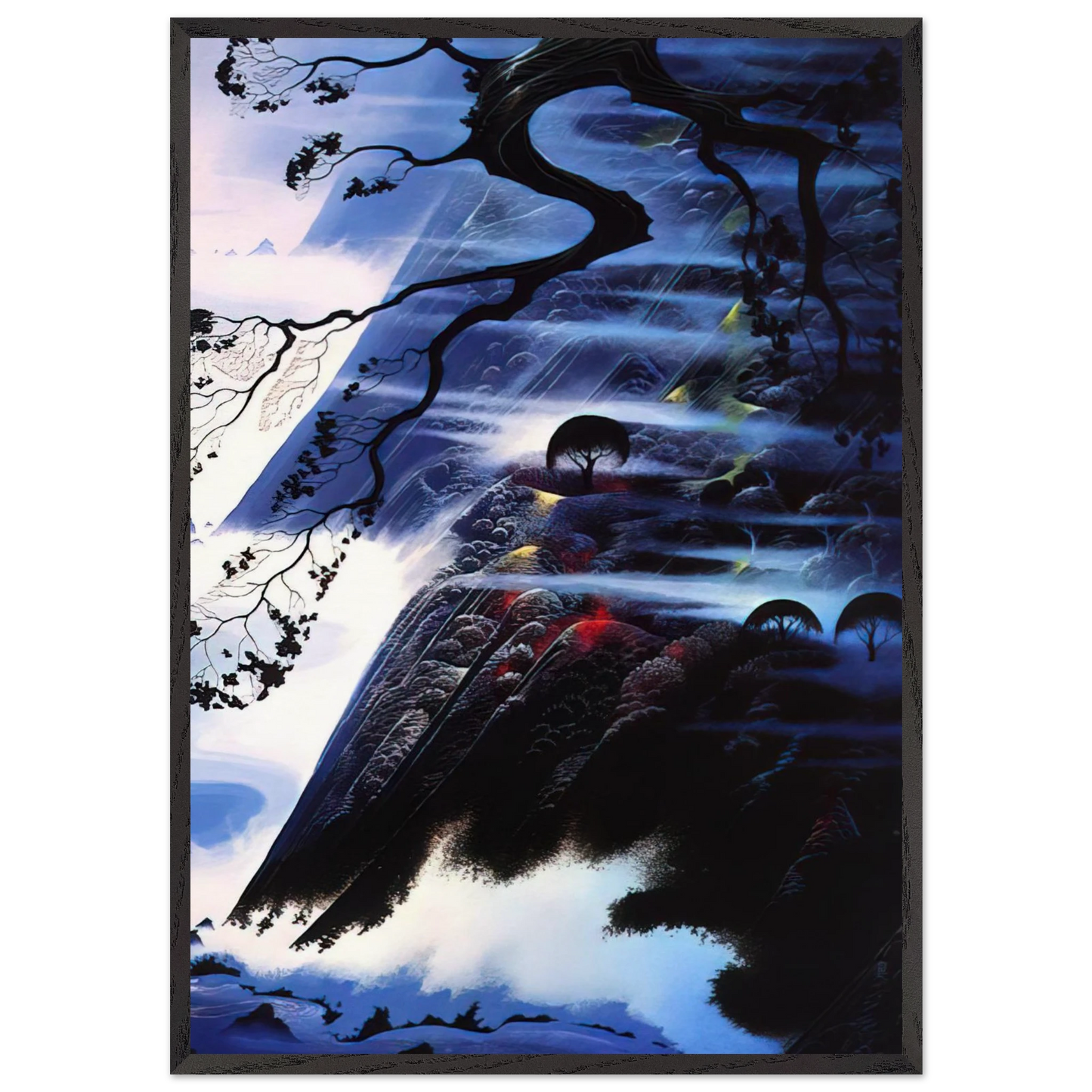 Fog Light N1 - Eyvind Earle 70x100 cm / 28x40 inches Framed Art Print – Black Wooden Frame