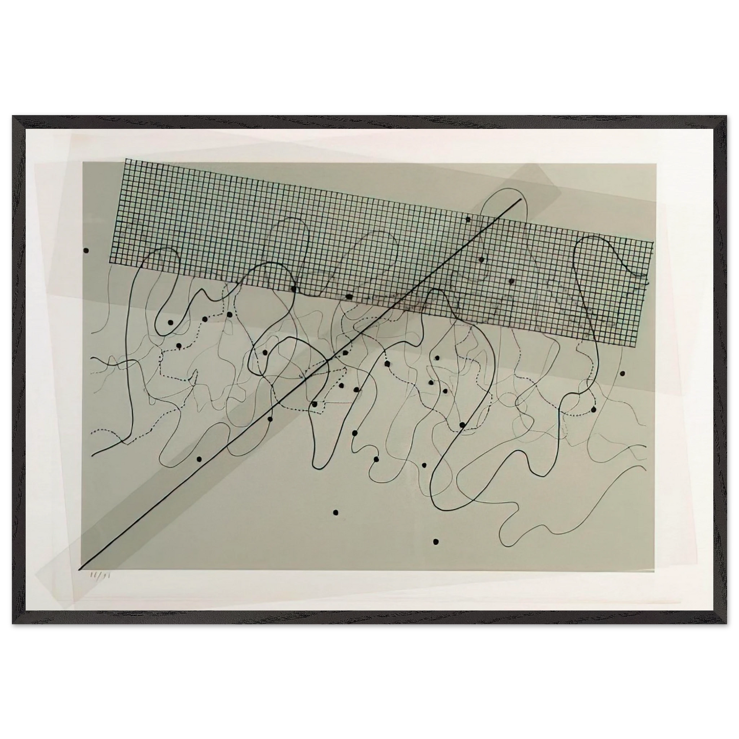 Fontana Mix Light Grey - 1981 - John Cage 70x100 cm / 28x40 inches Framed Art Print – Black Wooden Frame