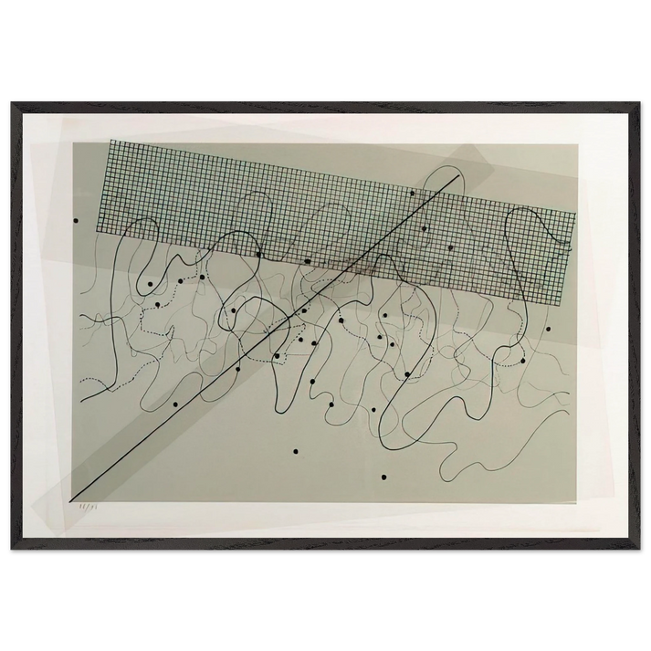 Fontana Mix Light Grey - 1981 - John Cage 70x100 cm / 28x40 inches Framed Art Print – Black Wooden Frame