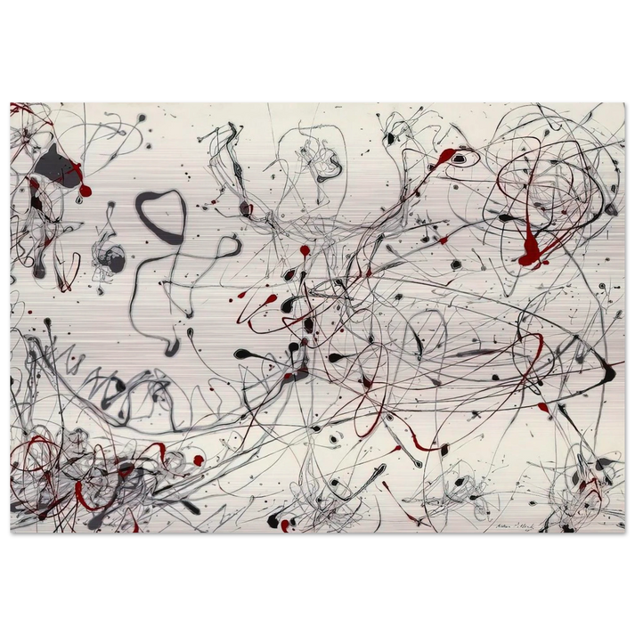 NUMBER 4 GRAY AND RED 1948 - Jackson Pollock Brushed Aluminum Print - 70x100 cm / 28x40 inches | Jackson Pollock Aluminum Print | Jackson Pollock Prints