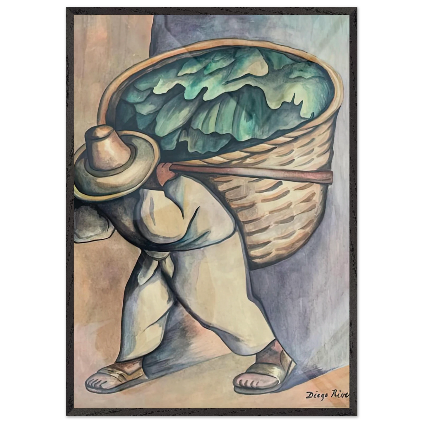 EL CARGADOR DE HOJAS DE PLATANO 1953 - Diego Rivera Framed Art Print – Black Wooden Frame - Default Title - -Framed Art Print