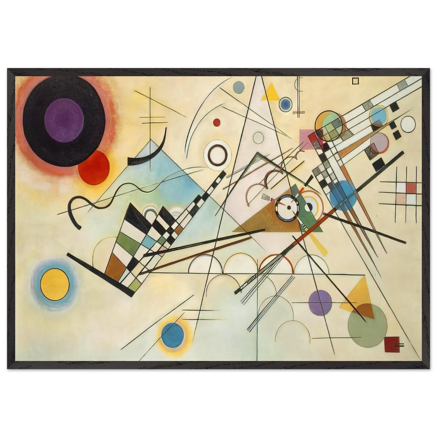 COMPOSITION VIII 1923 - Wassily Kandinsky 70x100 cm / 28x40 inches Framed Art Print – Black Wooden Frame