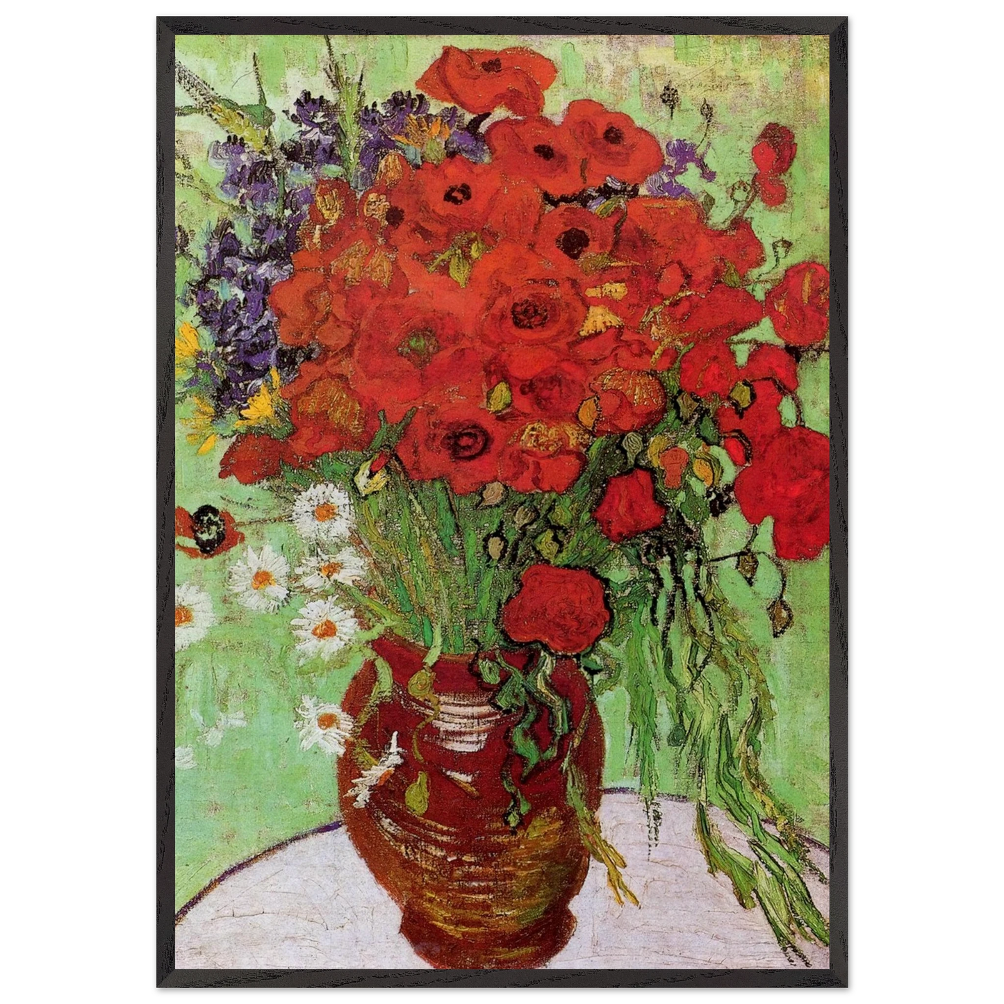 Red Poppies and Daisies - Vincent van Gogh Framed Art Print – Black Wooden Frame - Default Title - -Framed Art Print