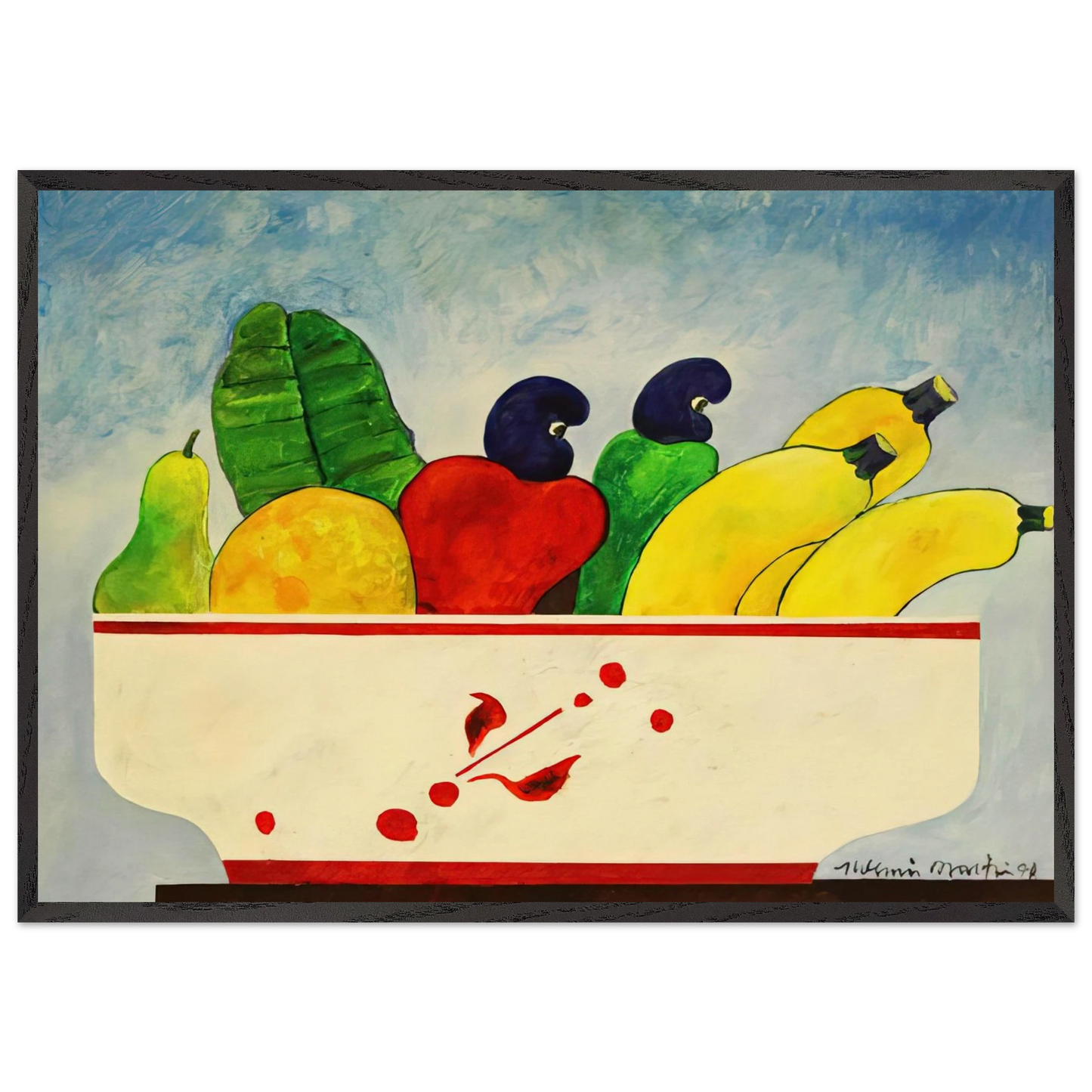 Cesta Com Frutas - 1998 - Aldemir Martins Framed Art Print – Black Wooden Frame - Default Title - -Framed Art Print