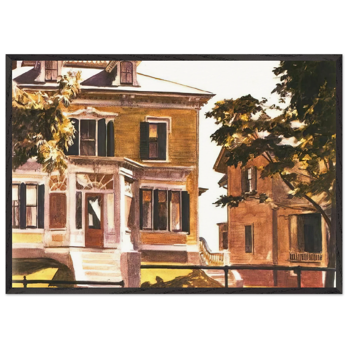 Davis House - Edward Hopper 70x100 cm / 28x40 inches Framed Art Print – Black Wooden Frame