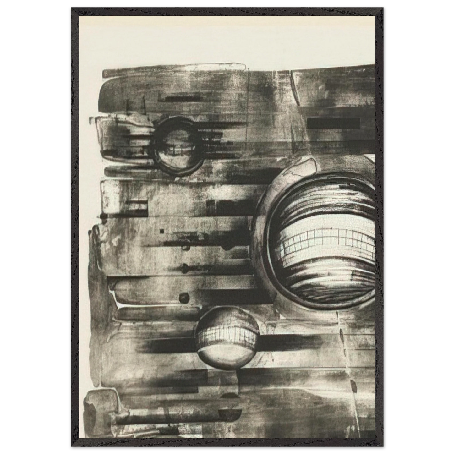 FOURTH STONE 1963 - Lee Bontecou 70x100 cm / 28x40 inches Framed Art Print – Black Wooden Frame