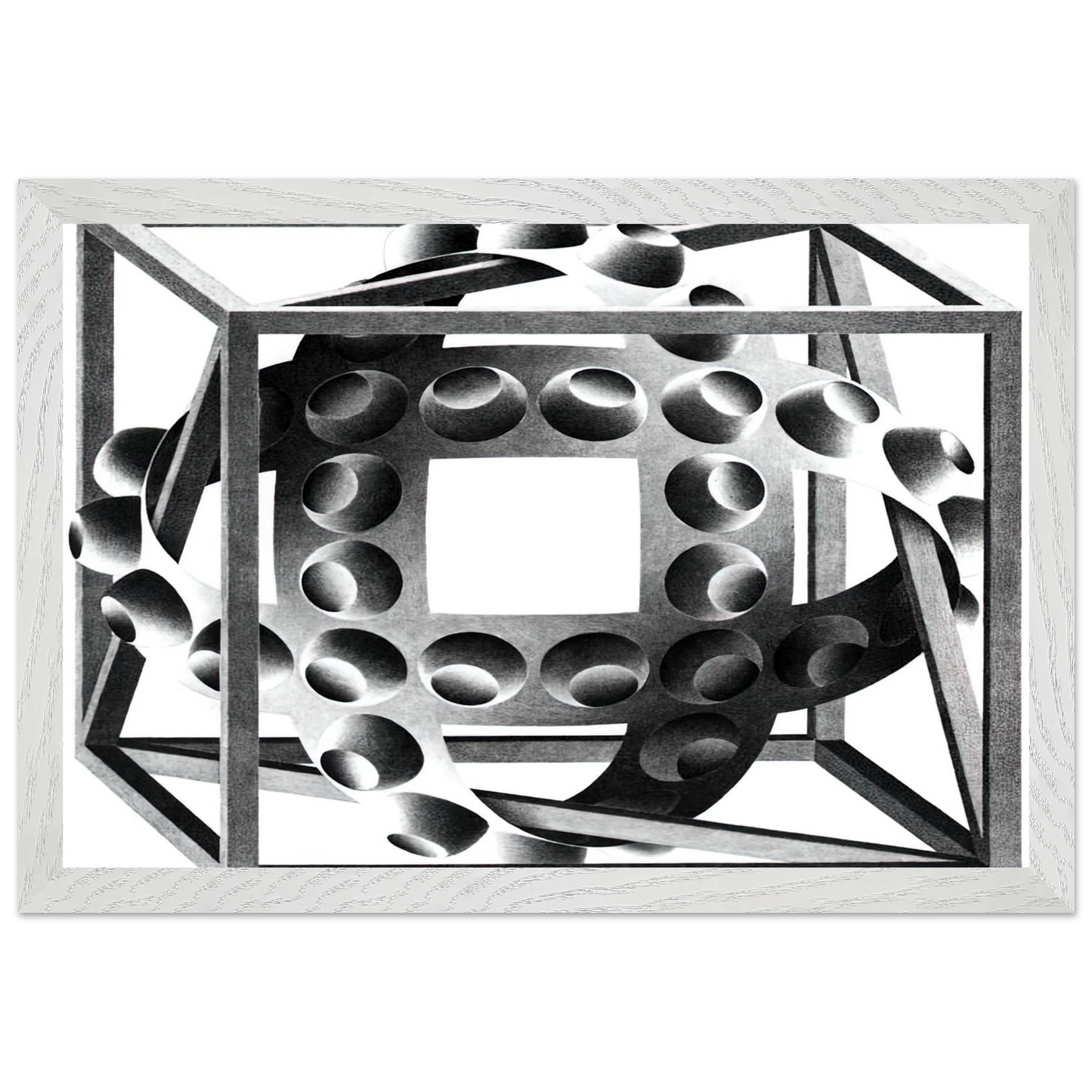 MC Escher - CUBE WITH MAGIC RIBBONS Wall Art - 30x40 cm / 12x16 inches - Fine Art Poster-canvas - -
