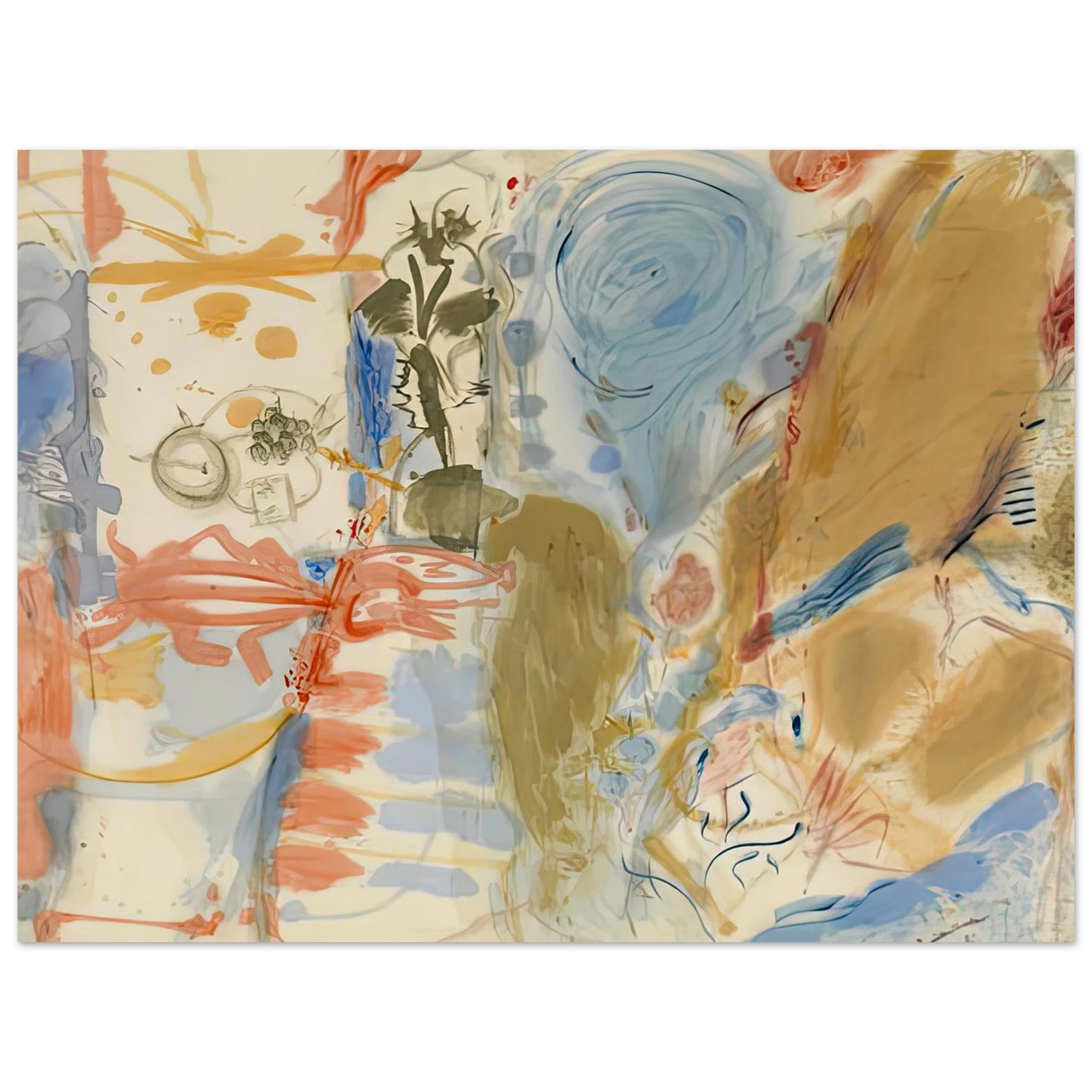 Helen Frankenthaler - Western Dream, 1957- Wall Art - 60x80 cm / 24x32 inches - Premium Wooden Framed Poster With Fine Art Paper - White frame