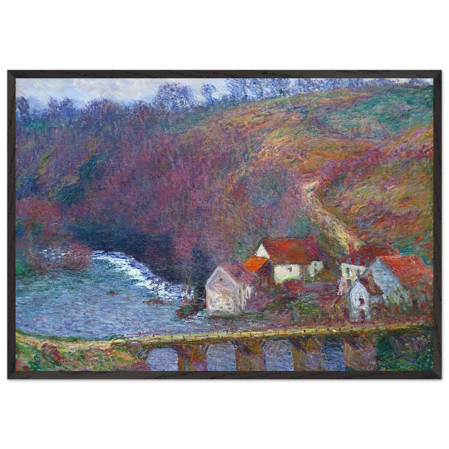 The Grande Creuse by the Bridge at Vervy - claude monet Framed Art Print – Black Wooden Frame - Default Title - -Framed Art Print