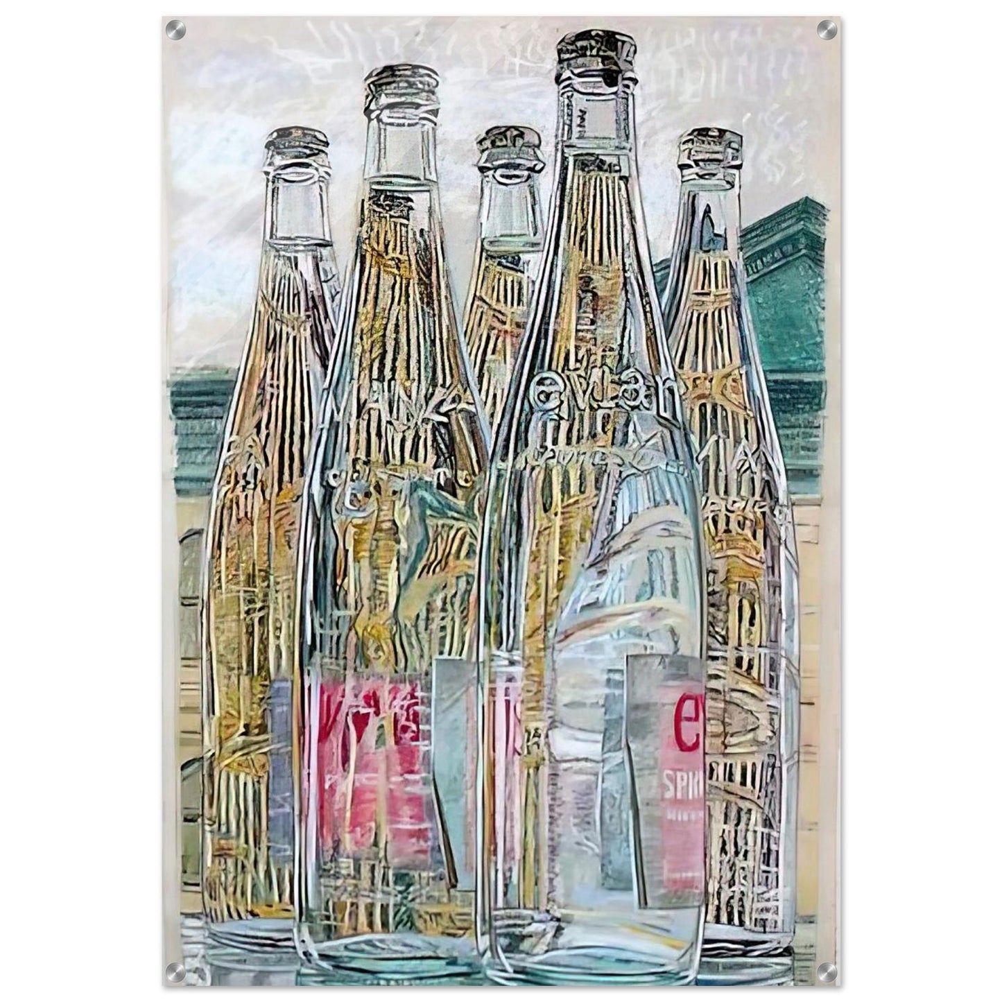 EVIAN BOTTLES 1976 - Janet Fish Acrylic Print - 70x100 cm / 28x40″ inches