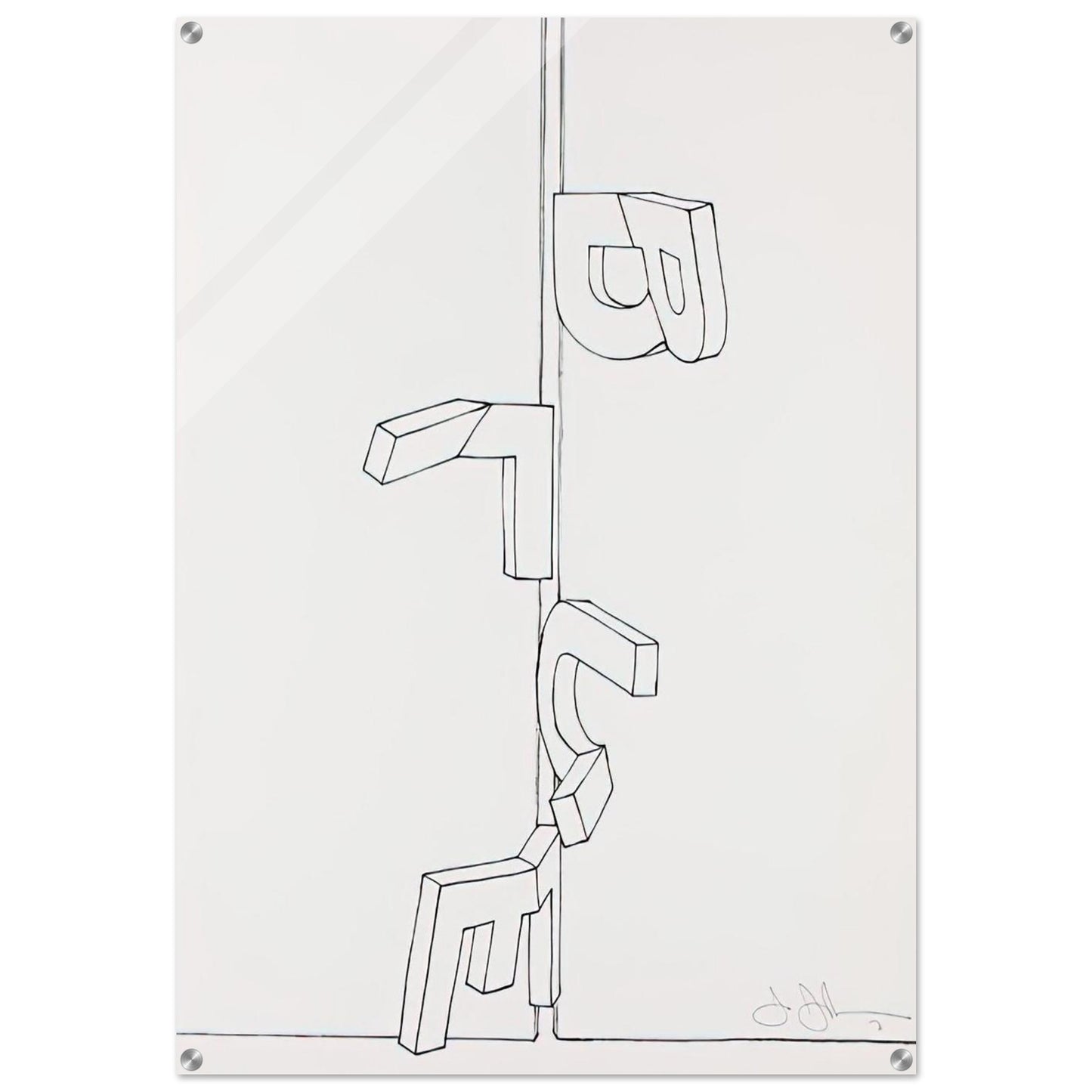 BENT BLUE 1971 - Jasper Johns Acrylic Print - 70x100 cm / 28x40″ inches