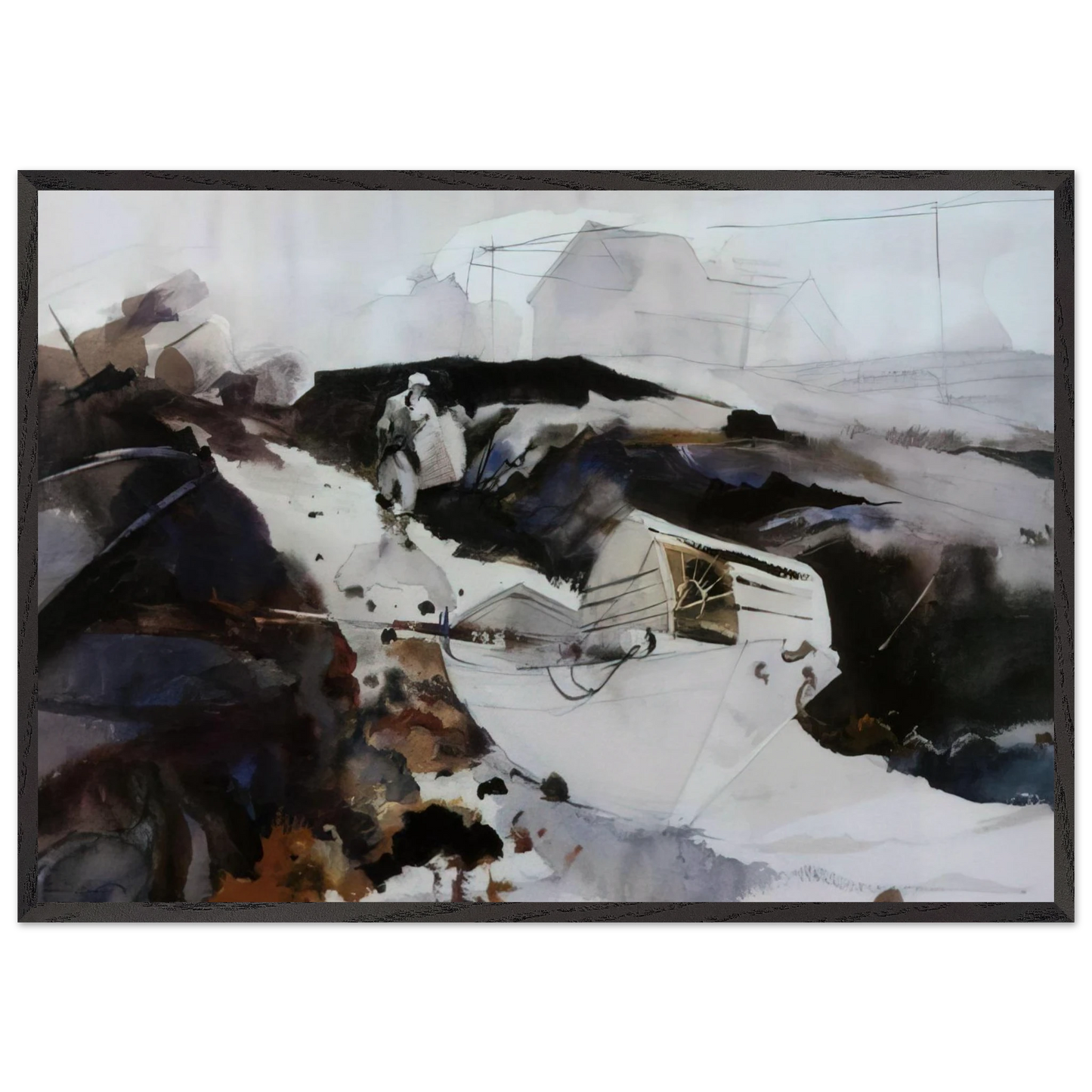 THE WHITE DORY 1941 - Andrew Wyeth Framed Art Print – Black Wooden Frame - Default Title - -Framed Art Print