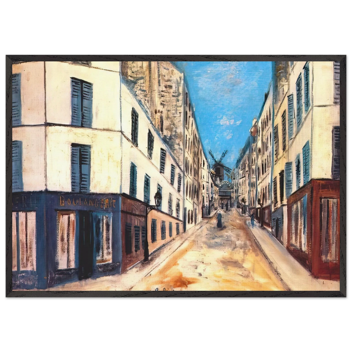 THOLOZE STREET - Maurice Utrillo 70x100 cm / 28x40 inches Framed Art Print – Black Wooden Frame