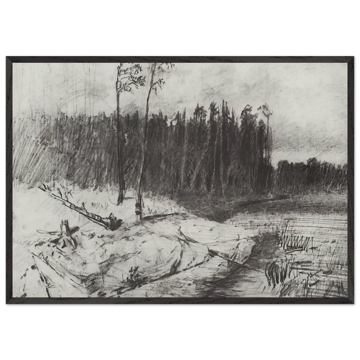 Forest near the water - Arkhyp Kuindzhi 70x100 cm / 28x40 inches Framed Art Print – Black Wooden Frame