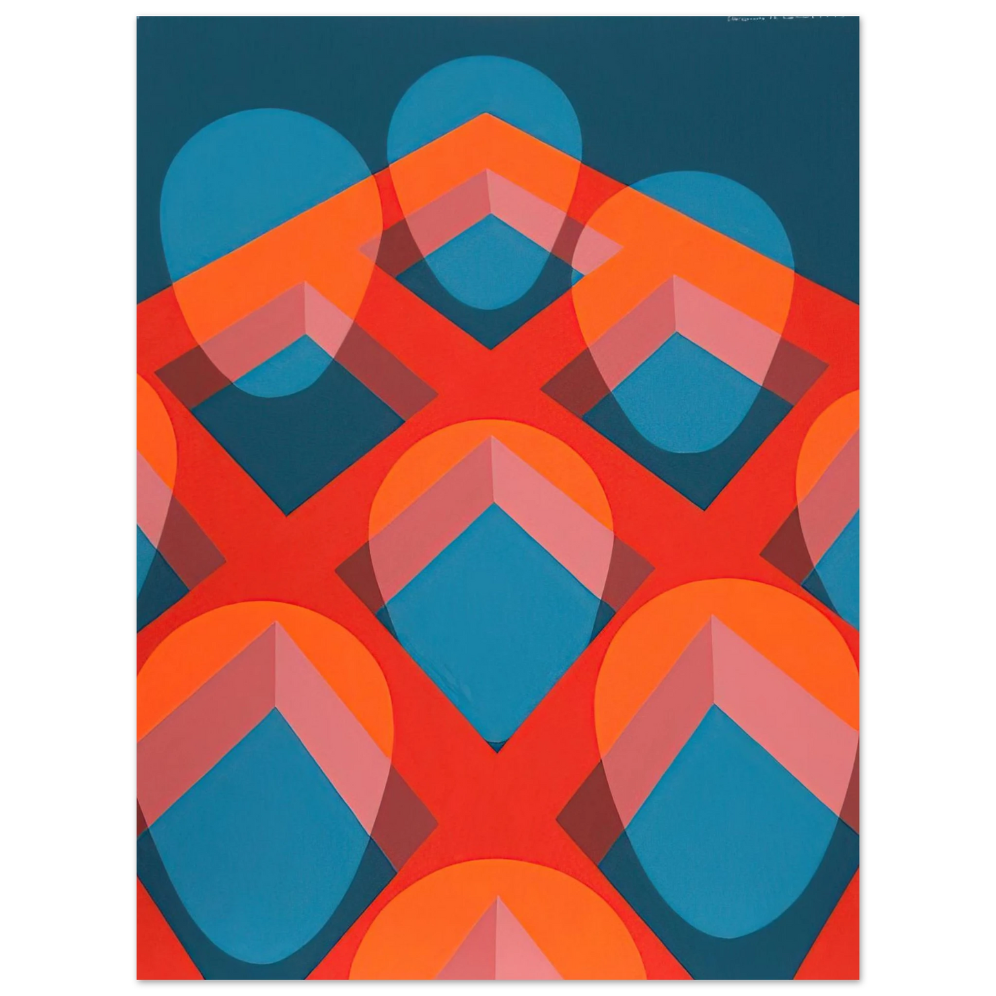 Clarence Holbrook Carter - Untitled - Faces in a Grid Red and Blue - 1973 Fine Art Poster - Default Title