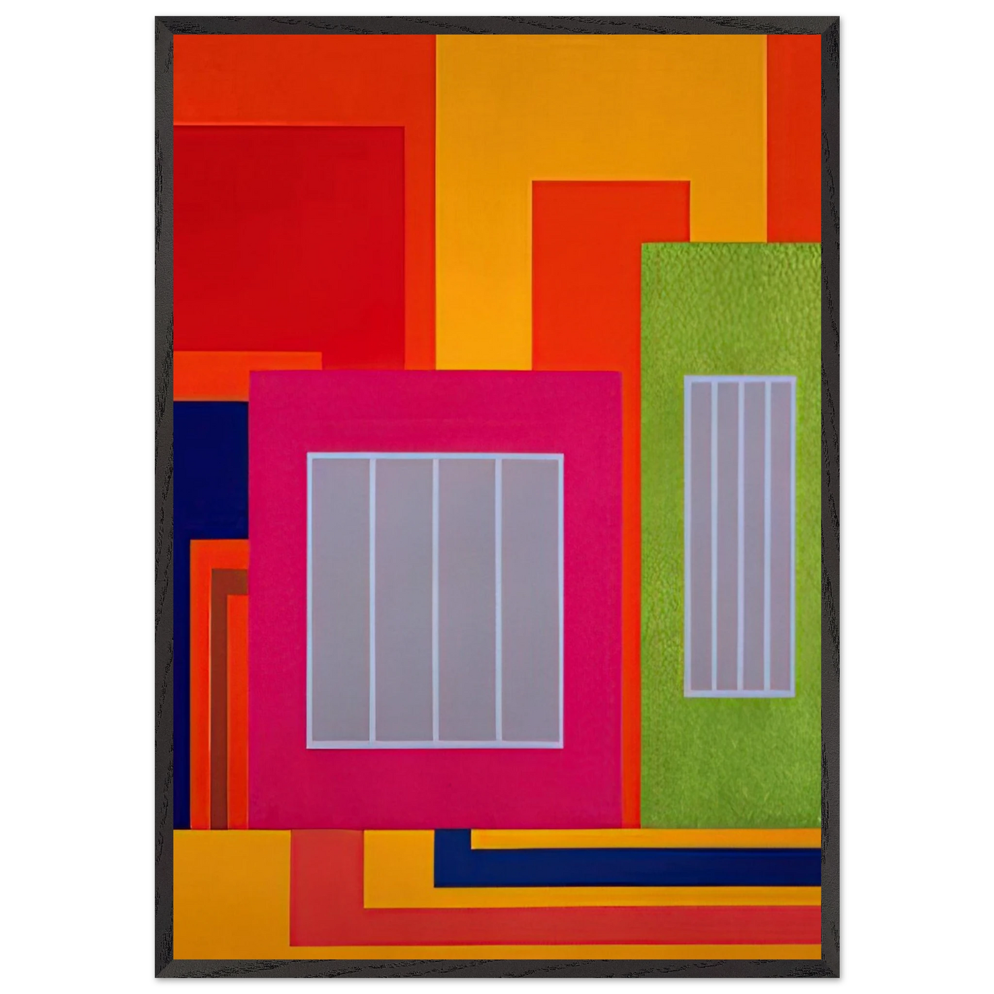 Joy Pop - 1998 - Peter Halley 70x100 cm / 28x40 inches Framed Art Print – Black Wooden Frame