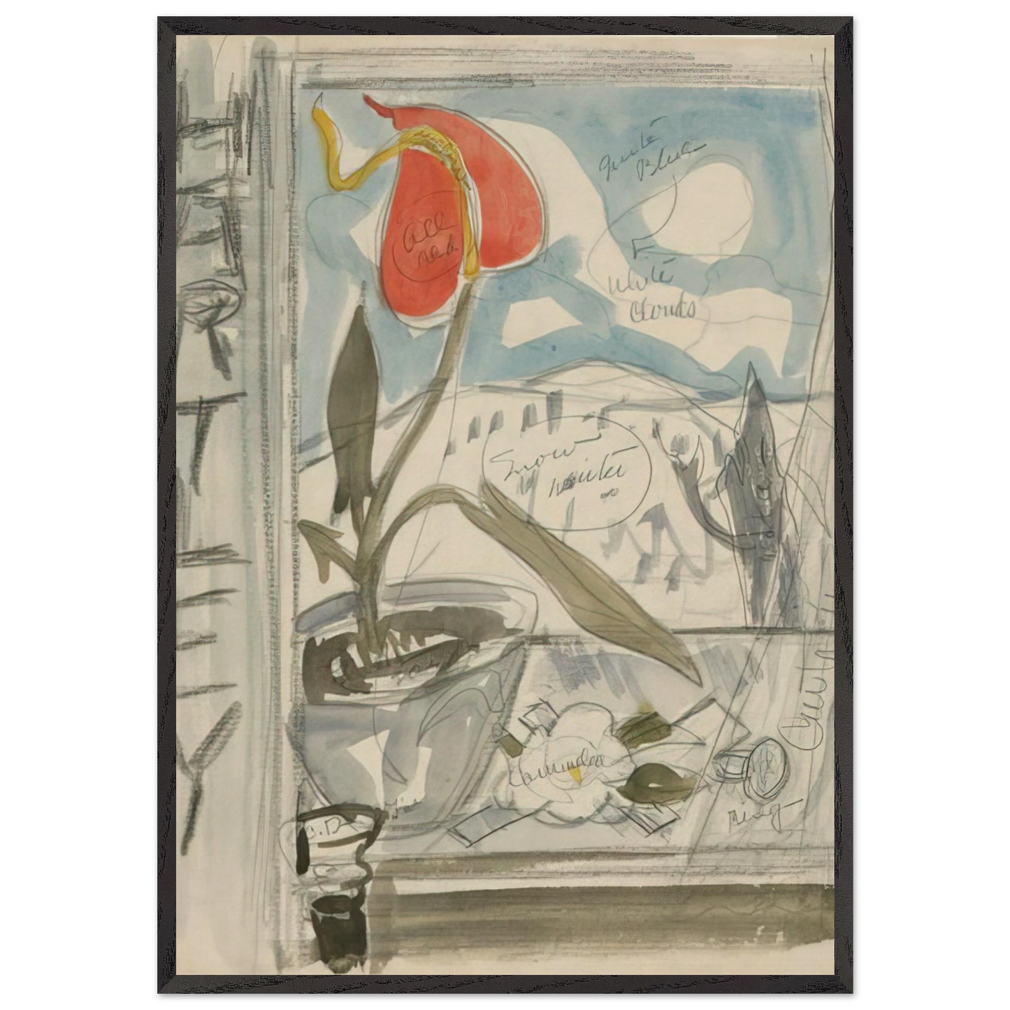 Study for Poster Portrait Marsden Hartley - 1924 - Charles Demuth 70x100 cm / 28x40 inches Framed Art Print – Black Wooden Frame