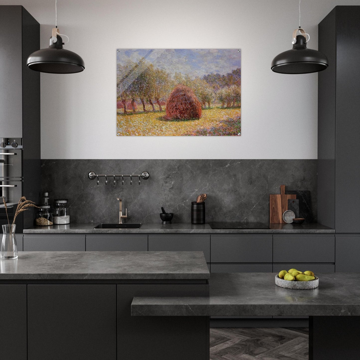 Haystacks at Giverny - claude monet Acrylic Print - 70x100 cm / 28x40″ inches