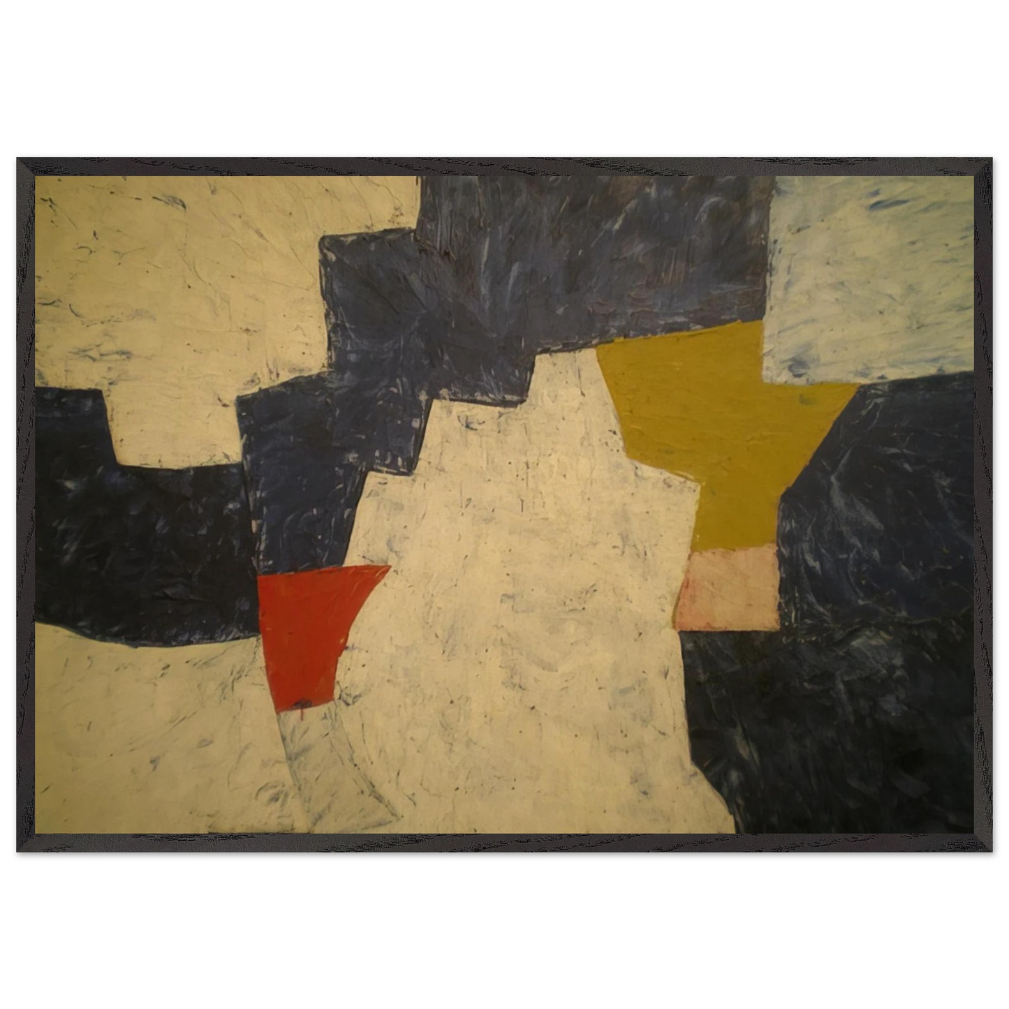 Composition - 1952 - Serge Poliakoff 70x100 cm / 28x40 inches Framed Art Print – Black Wooden Frame