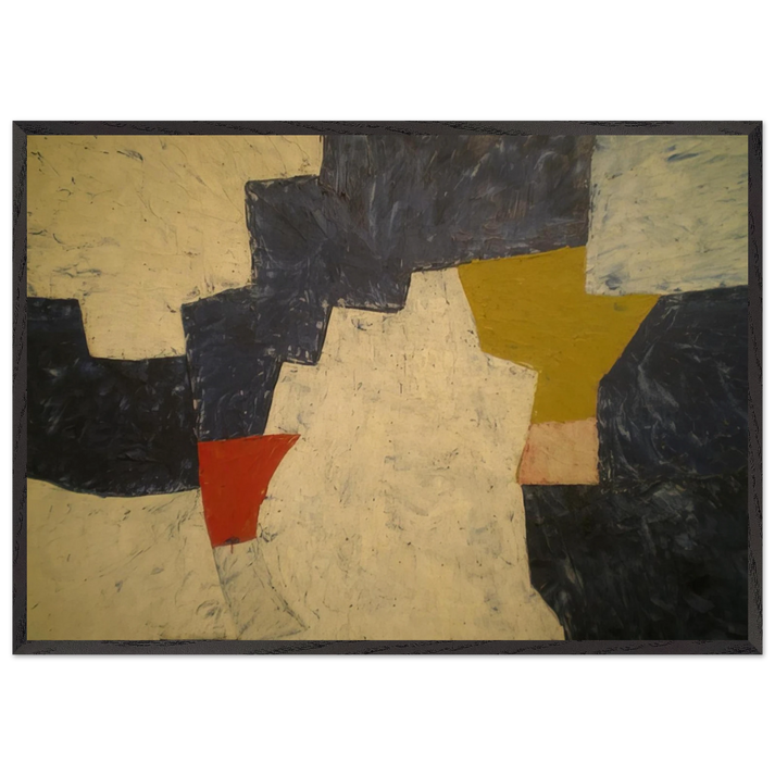 Composition - 1952 - Serge Poliakoff 70x100 cm / 28x40 inches Framed Art Print – Black Wooden Frame