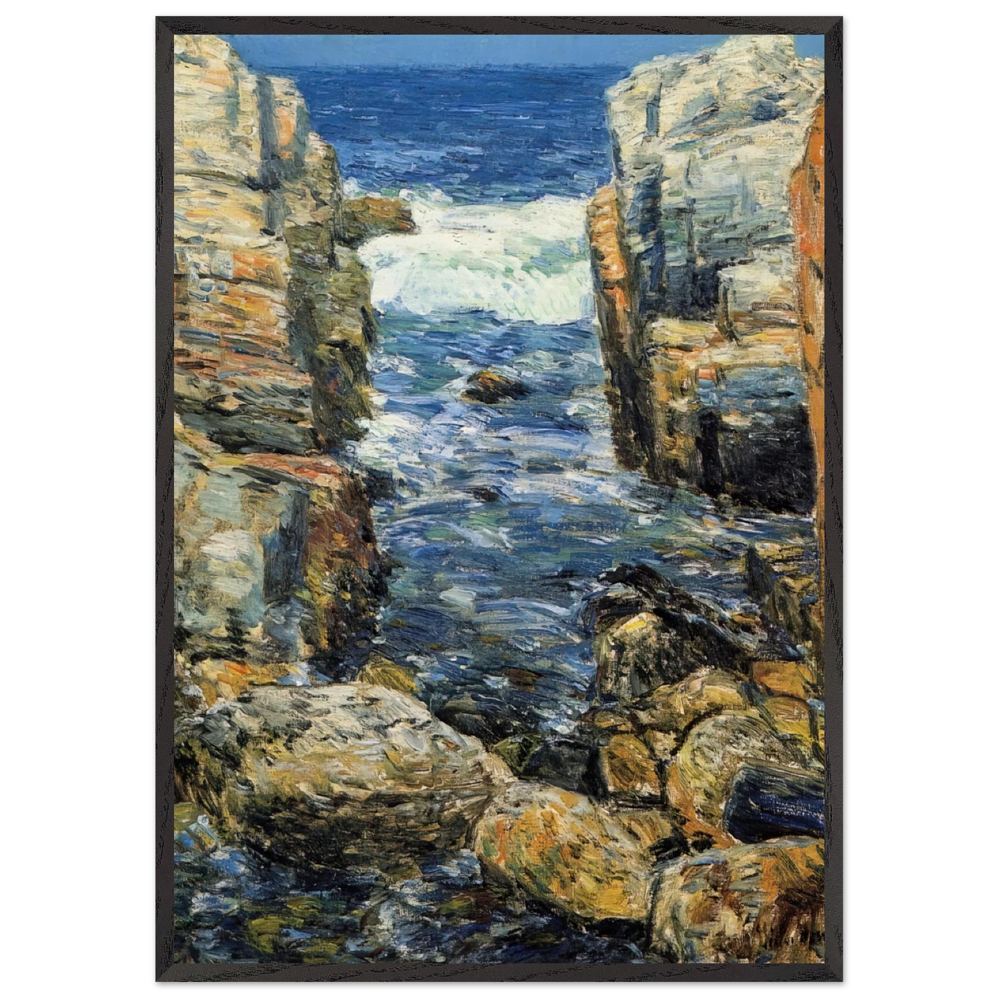 The South Gorge Appledore Isles of Shoals - Childe Hassam 70x100 cm / 28x40 inches Framed Art Print – Black Wooden Frame