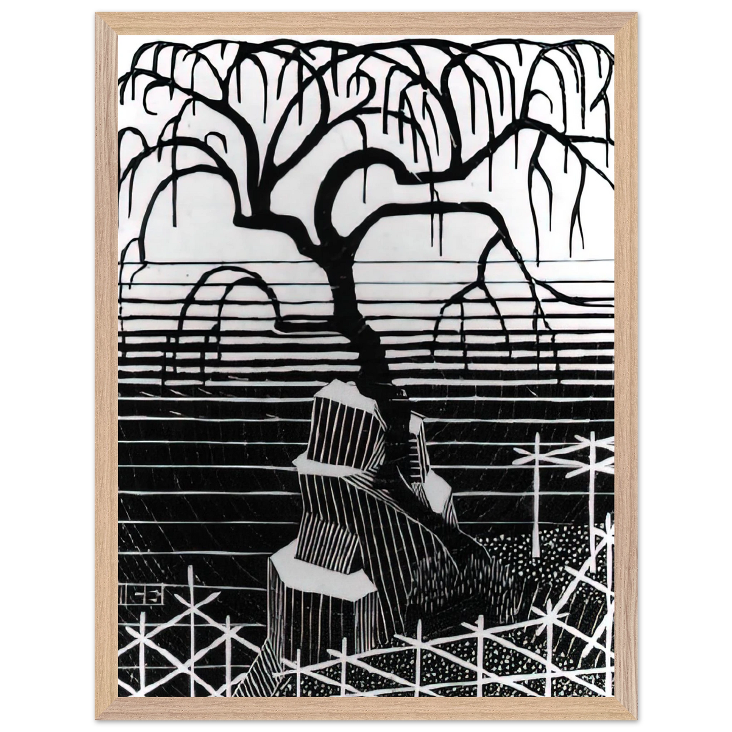 MC Escher - TREE 1926 Wall Art - 21x29.7 cm / 8x12" - Premium Wooden Framed Poster With Fine Art Paper - Black frame