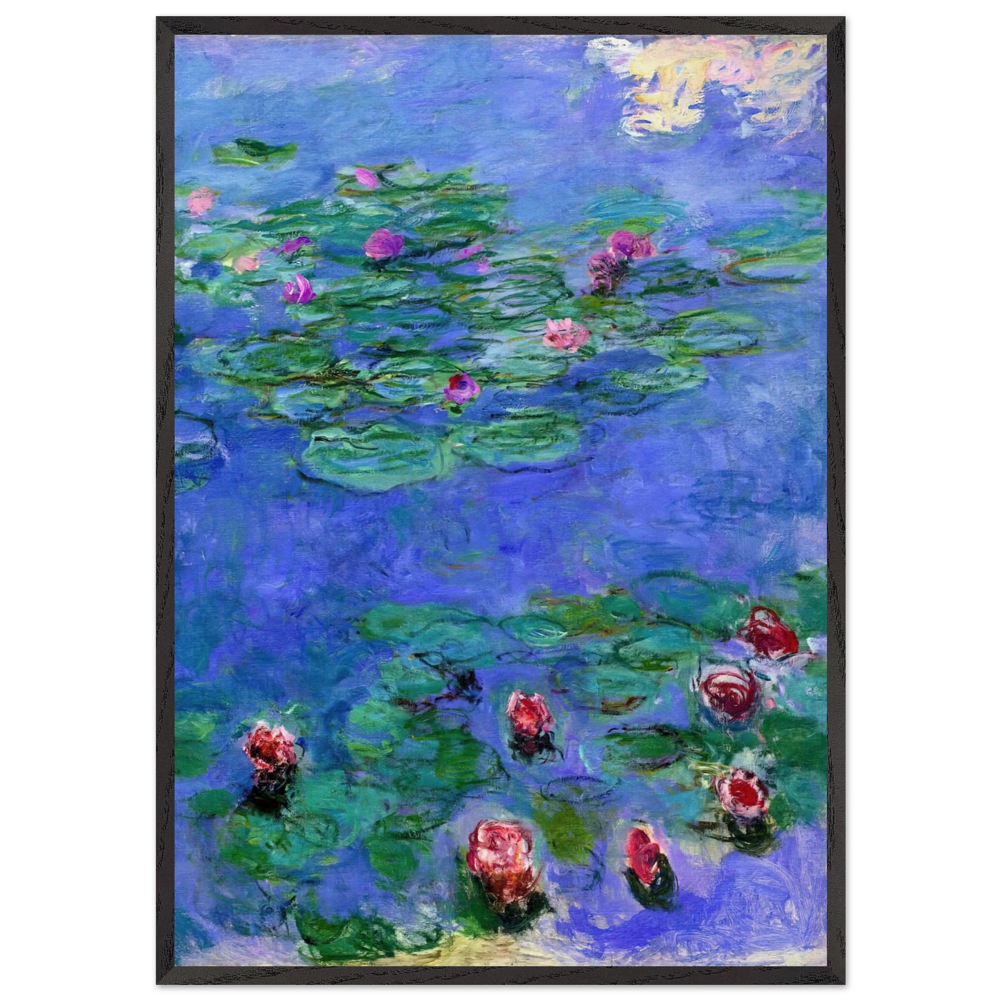 Water Lilies Red - claude monet Framed Art Print – Black Wooden Frame - Default Title - -Framed Art Print