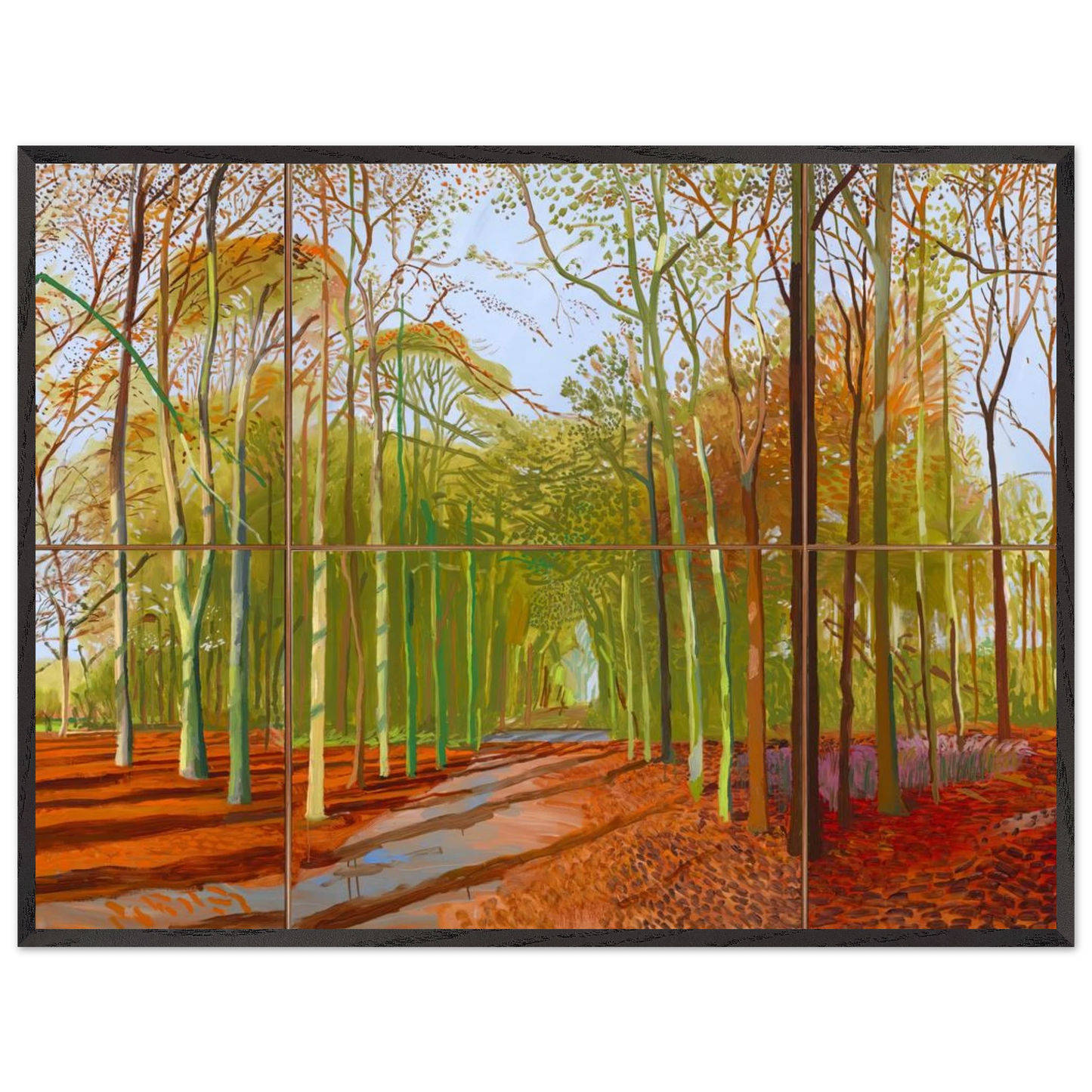 David Hockney - Woldgate Woods, 21, 23 & 29 November 2006 - A2 (42 x 59.4 cm) - Premium Wooden Framed Poster With Fine Art Paper-canvas - White frame