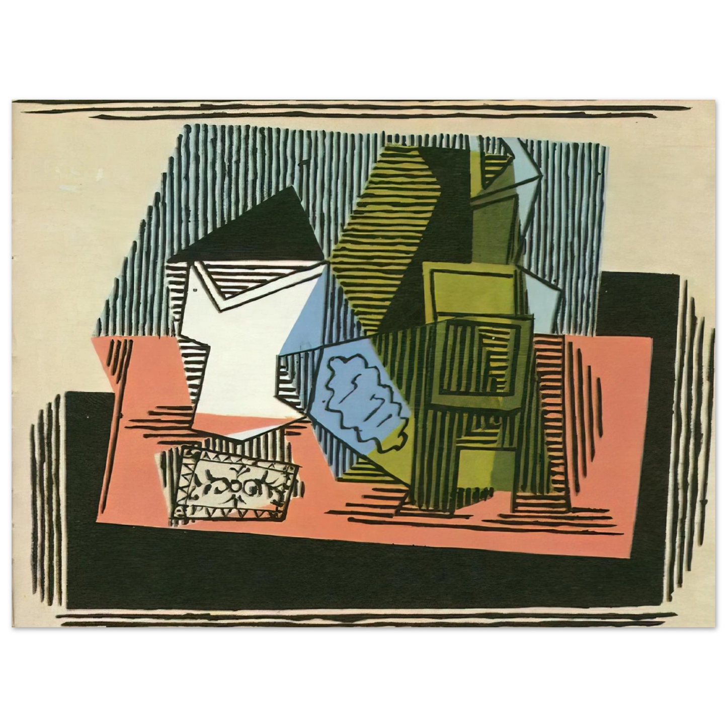 Pablo Picasso - Glass, bottle, packet of tobacco Fine Art Poster - Default Title