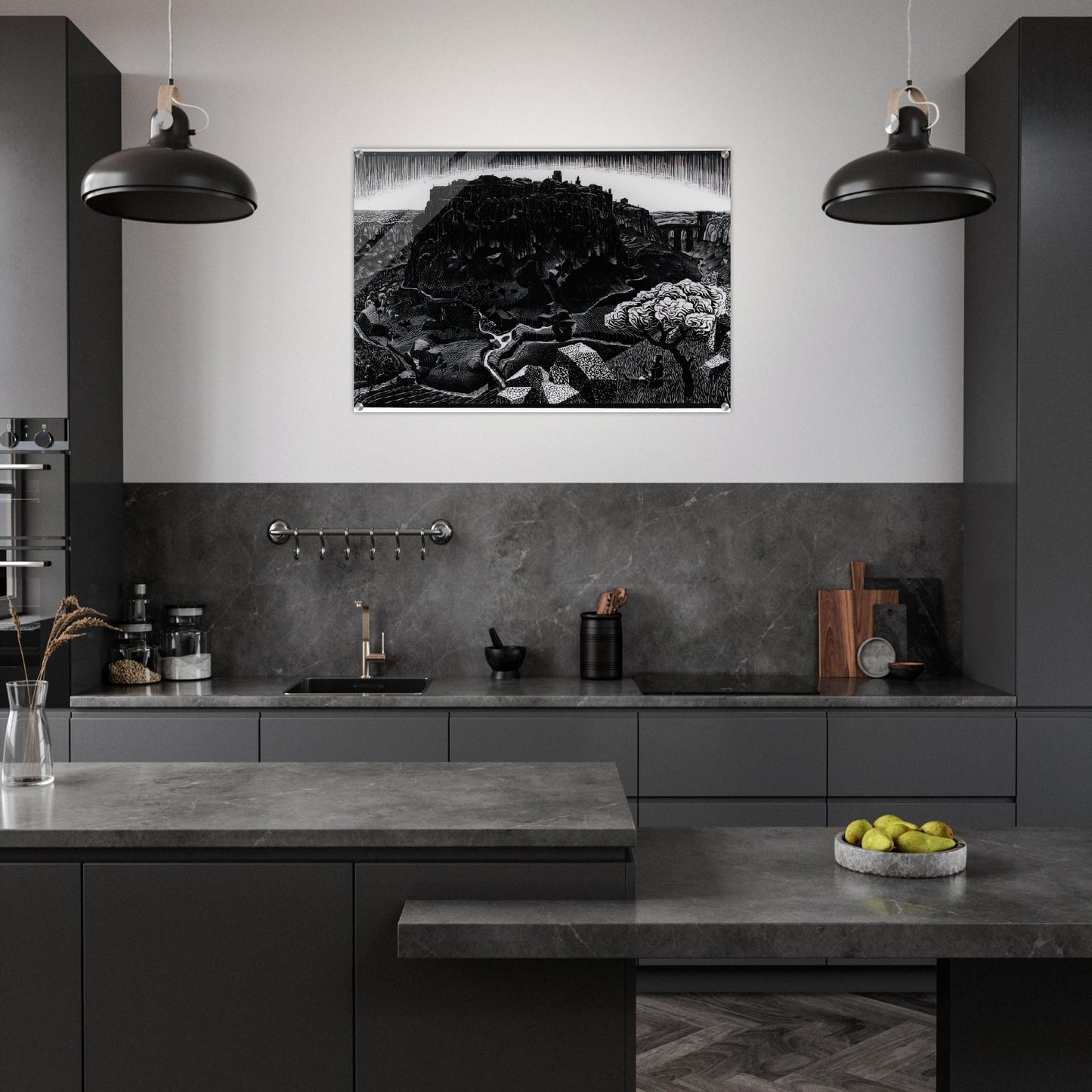 VITORCHIANO NEL CIMINO - MC Escher Acrylic Print - 70x100 cm / 28x40″ inches | Maurits Cornelis Escher Prints