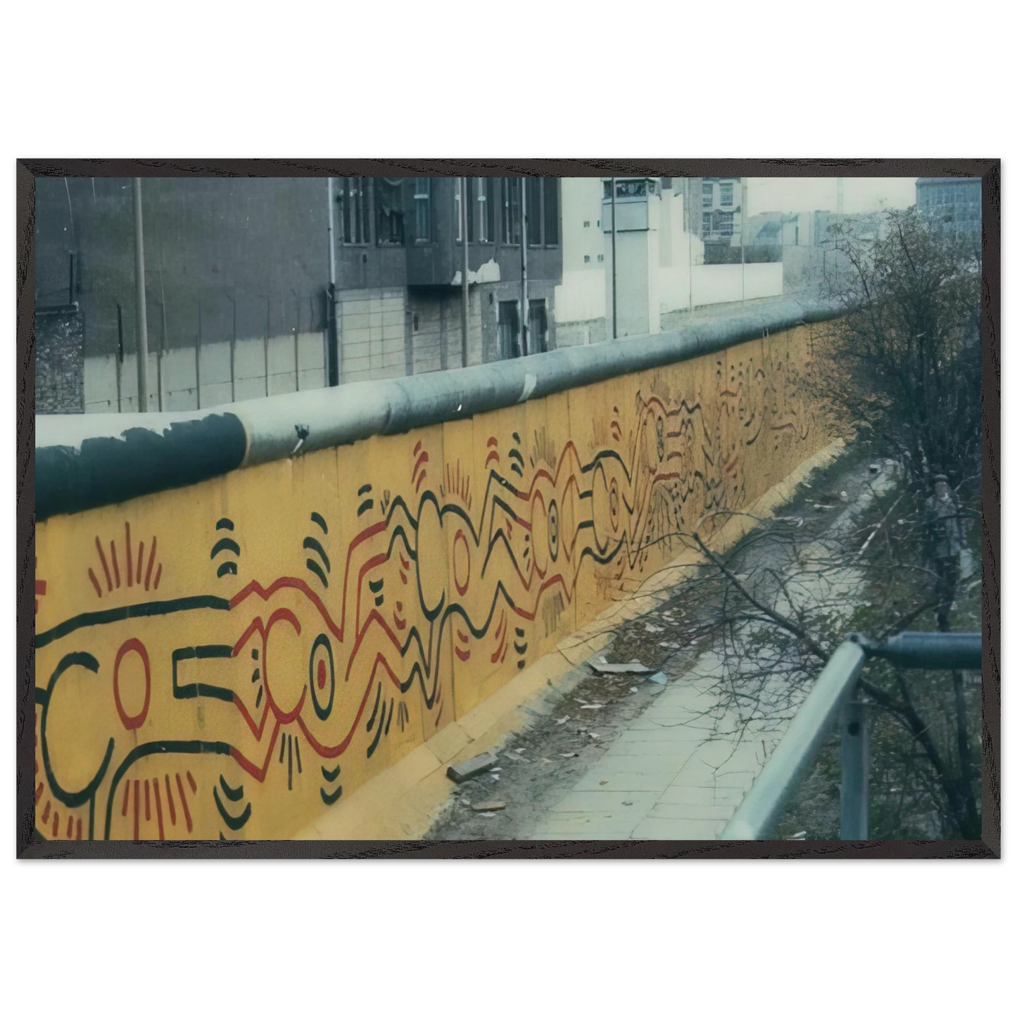 BERLIN MURAL 1986 N1 - Keith Haring Framed Art Print – Black Wooden Frame - Default Title - -Framed Art Print