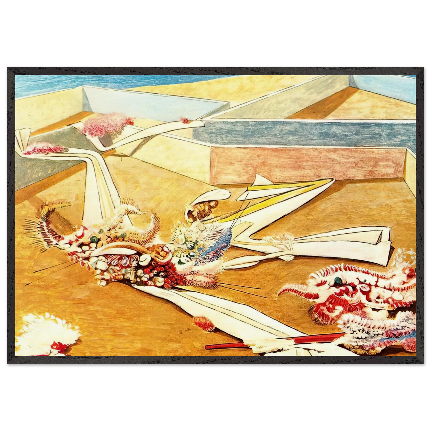 Flying Horse Garden - Max Ernst 70x100 cm / 28x40 inches Framed Art Print – Black Wooden Frame