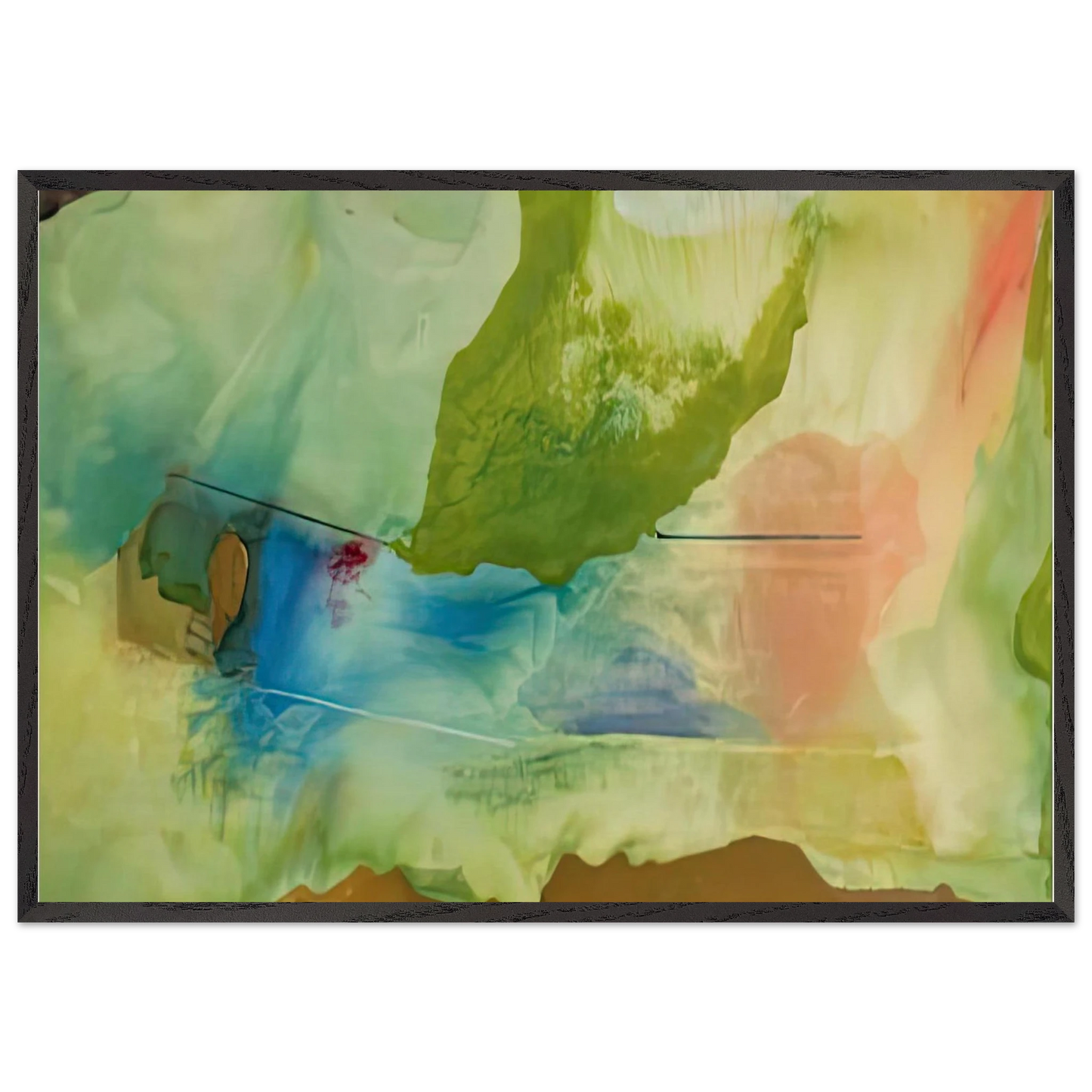 Hint from Bassano 1973- - Helen Frankenthaler 70x100 cm / 28x40 inches Framed Art Print – Black Wooden Frame