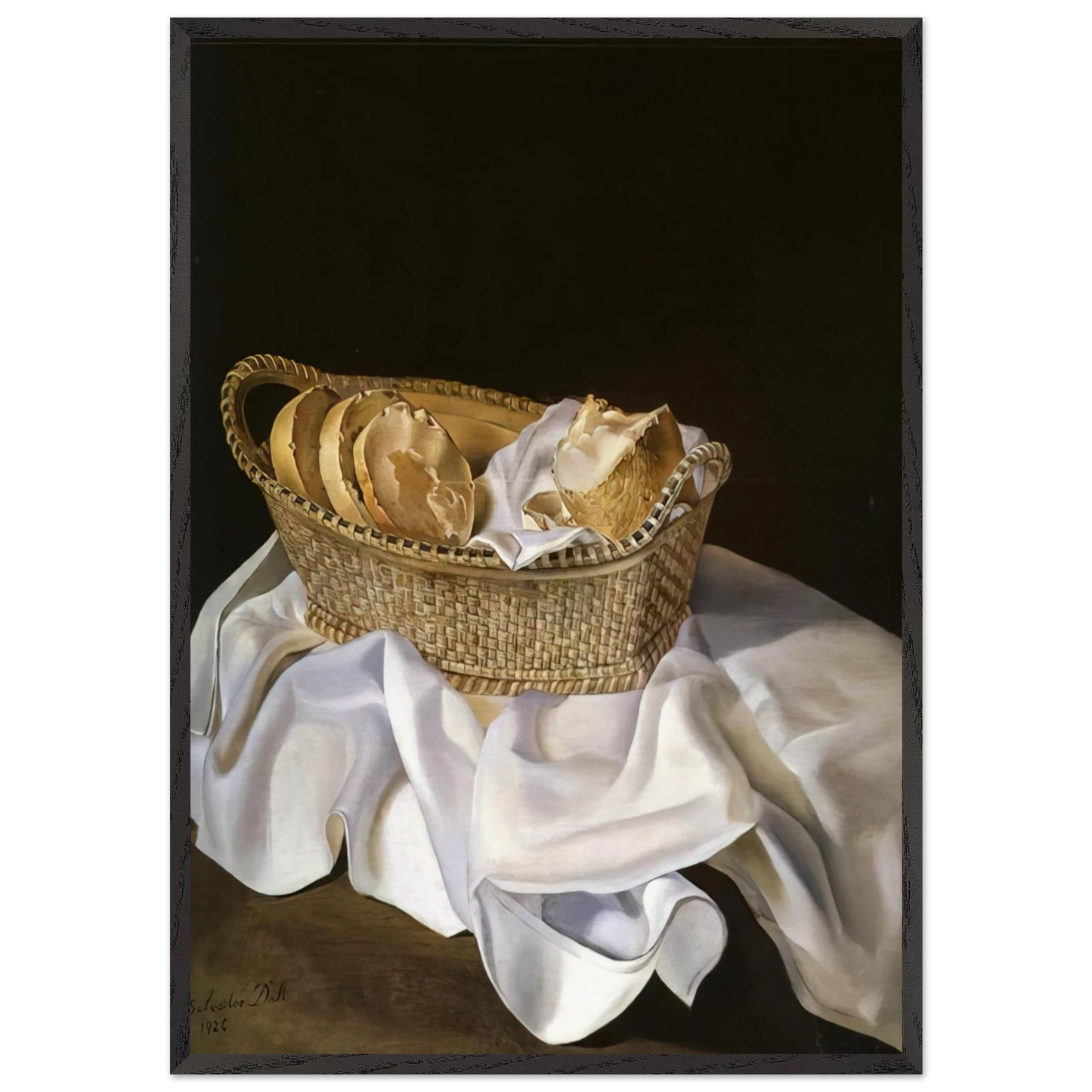 THE BASKET OF BREAD - Salvador Dali Framed Art Print – Black Wooden Frame - Default Title - -Framed Art Print