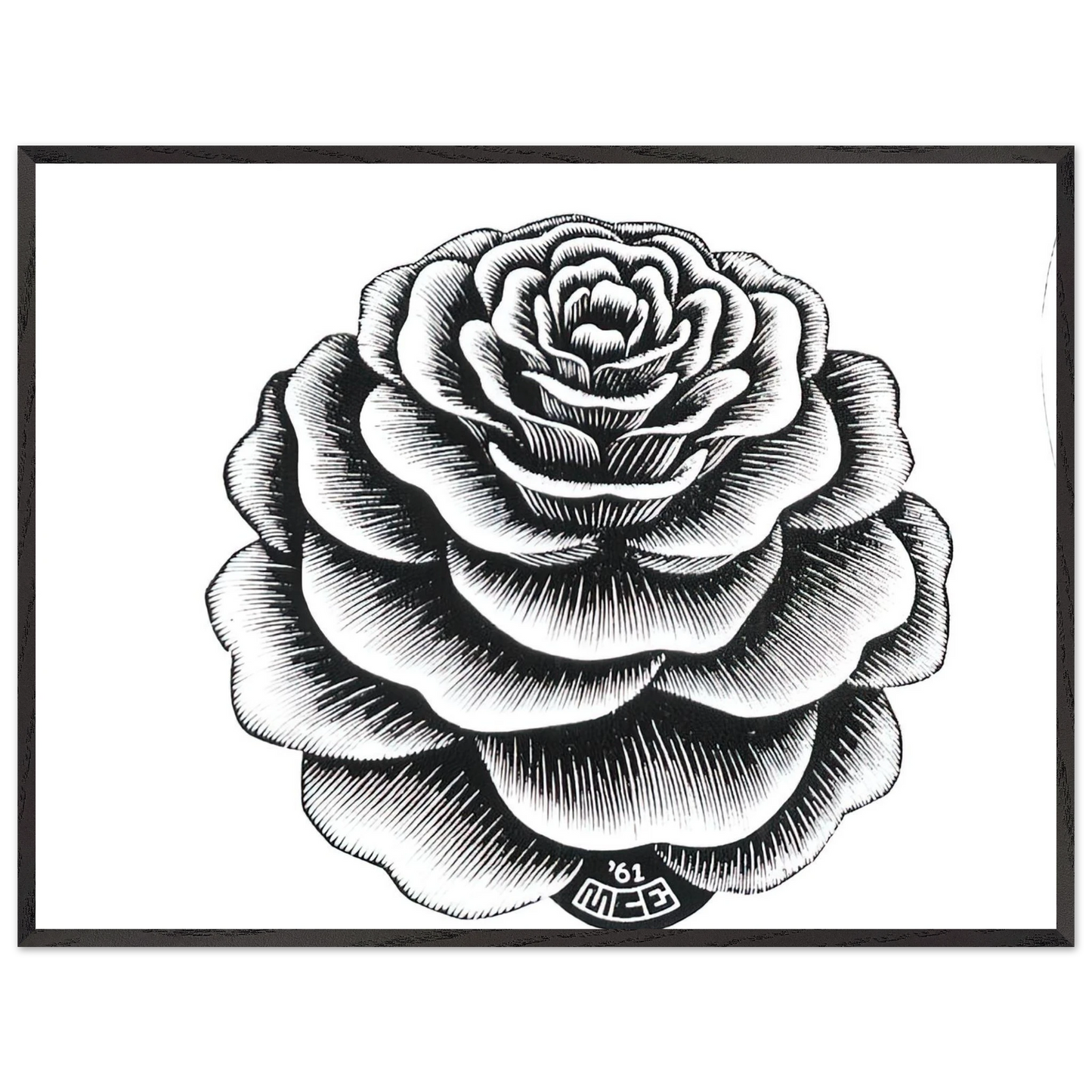 MC Escher - FLOWER 1 Wall Art - 60x80 cm / 24x32 inches - Premium Wooden Framed Poster With Fine Art Paper-canvas - Wood frame