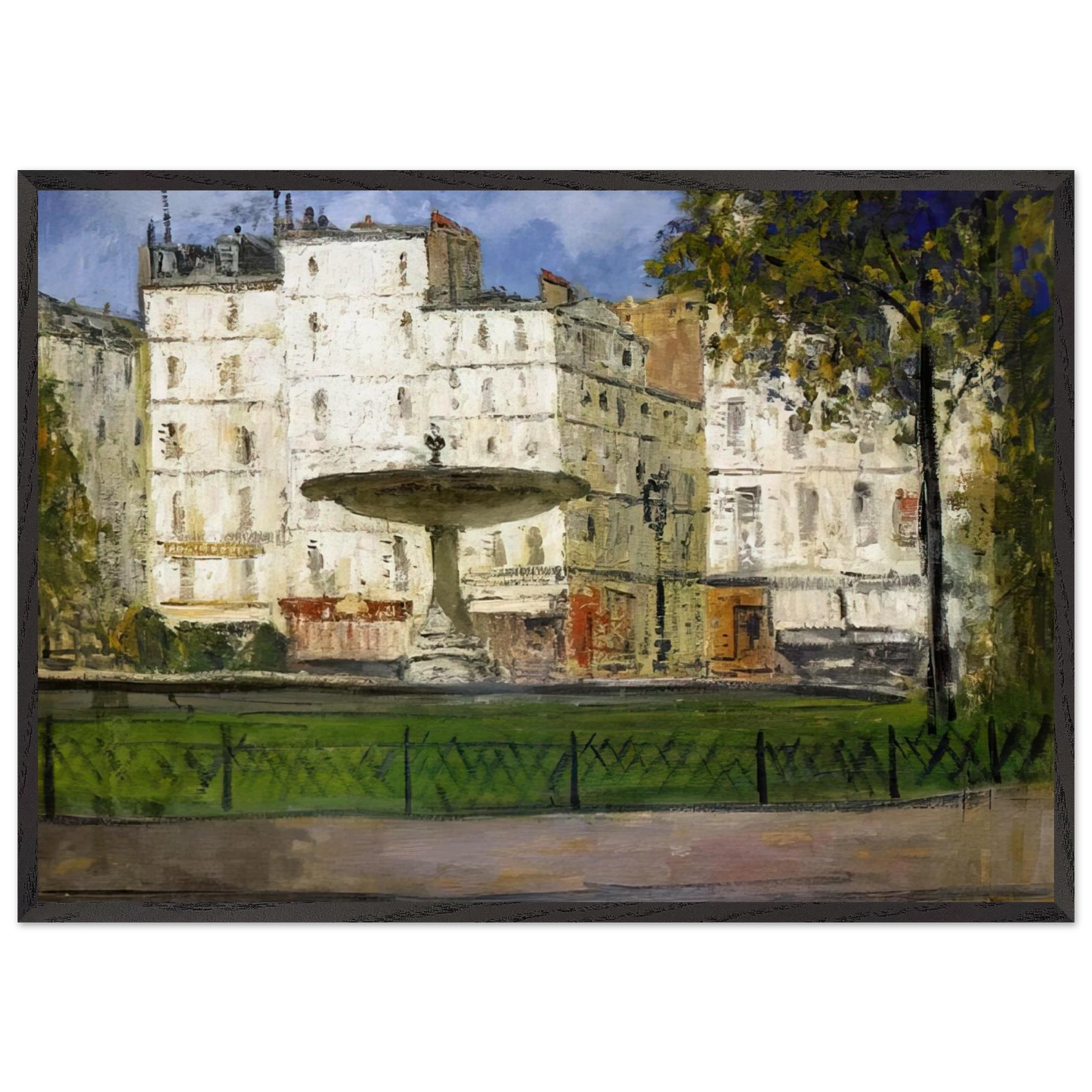 PLACE PIGALLE - Maurice Utrillo 70x100 cm / 28x40 inches Framed Art Print – Black Wooden Frame