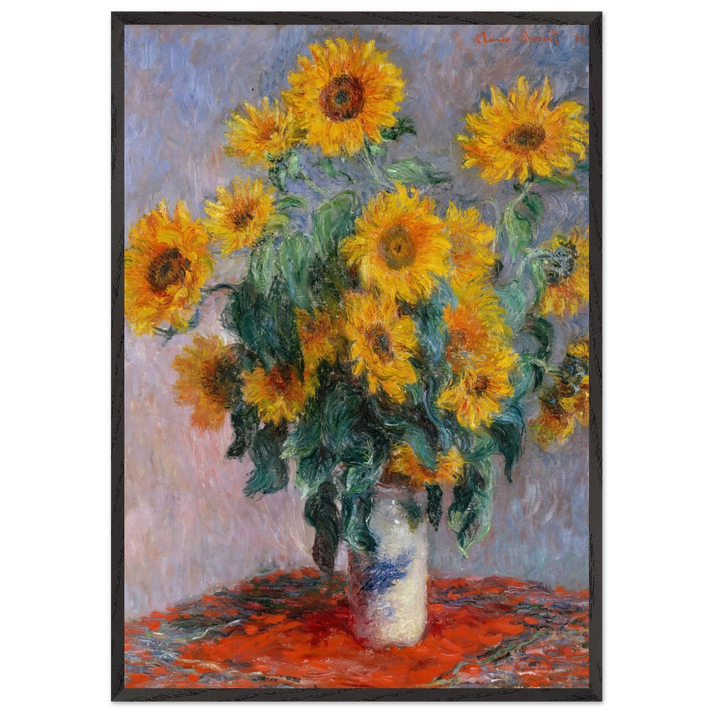 Bouquet of Sunflowers - claude monet 70x100 cm / 28x40 inches Framed Art Print – Black Wooden Frame