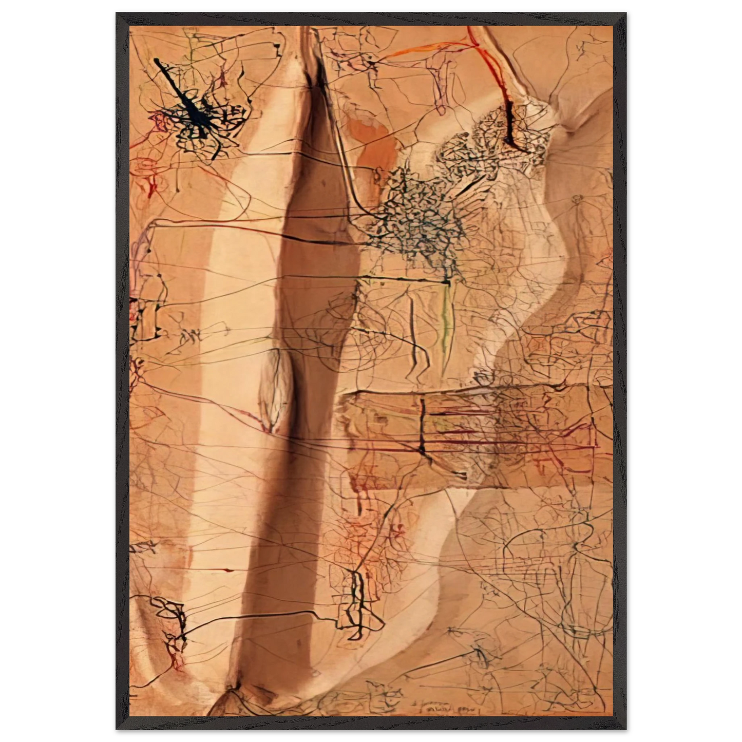 Untitled - 1964 N9 - Mira Schendel Framed Art Print – Black Wooden Frame - Default Title - -Framed Art Print