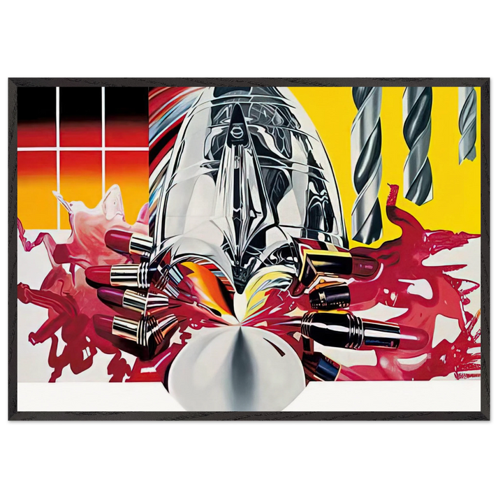 The Swimmer in the Econo-mist painting 3 - James Rosenquist 70x100 cm / 28x40 inches Framed Art Print – Black Wooden Frame