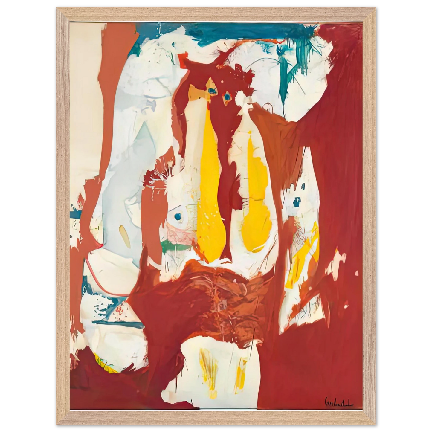 Helen Frankenthaler - The Red Sea, 1959- Wall Art - 60x80 cm / 24x32 inches - Premium Wooden Framed Poster With Fine Art Paper-canvas - Wood frame