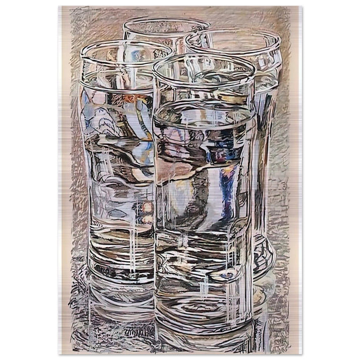 4 GLASSES 1974 - Janet Fish Brushed Aluminum Print - 70x100 cm / 28x40 inches | Janet Fish Aluminum Print | Janet Fish Prints