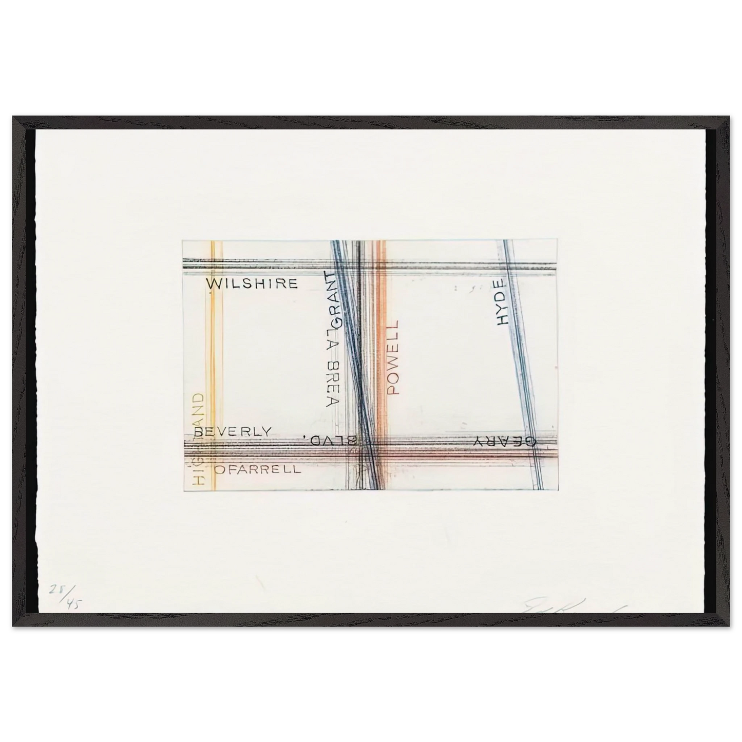 GRANT FROM LOS FRANCISCO SAN ANGELES PORTFOLIO - Edward Ruscha 70x100 cm / 28x40 inches Framed Art Print – Black Wooden Frame