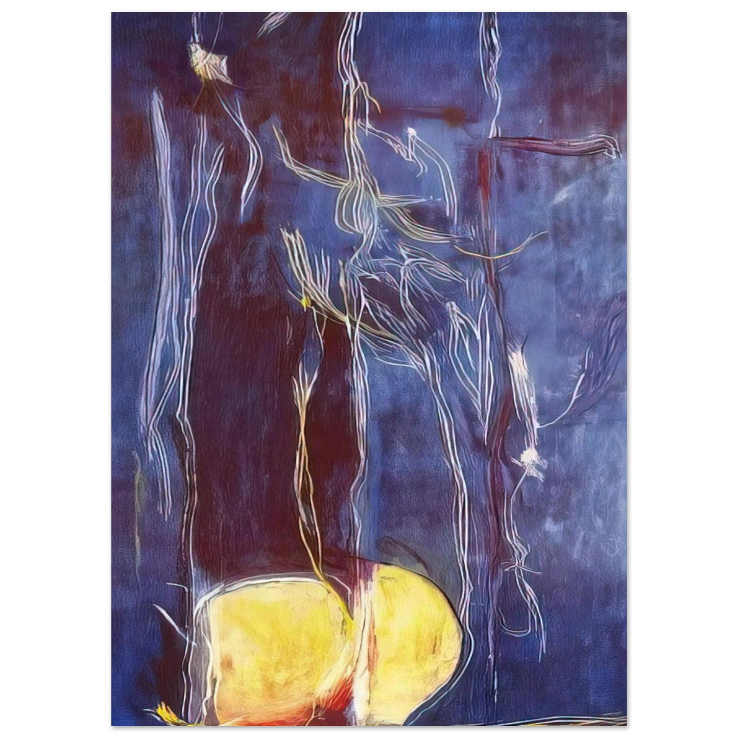 Helen Frankenthaler - All About Blue - 1994 Wall art - 15x20 cm / 6x8 inches - Premium Wooden Framed Poster With Fine Art Paper - White frame